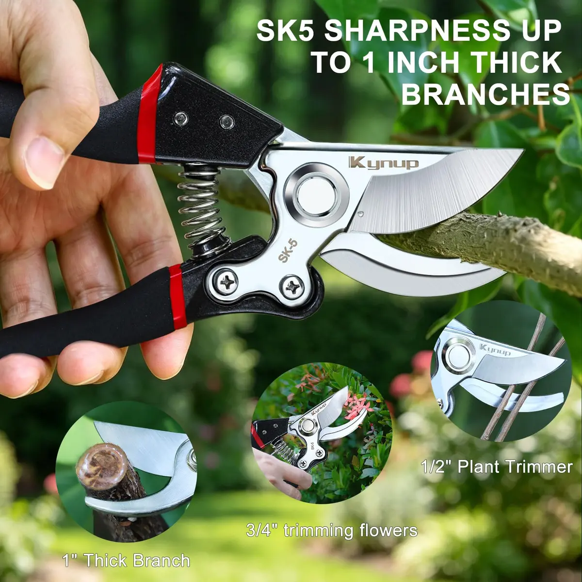Kynup Heavy Duty Pruning Shears for Gardening, Bonsai Cutters 21.8 cm (8.6 Inches) | SK-5 Steel Blades - view 5