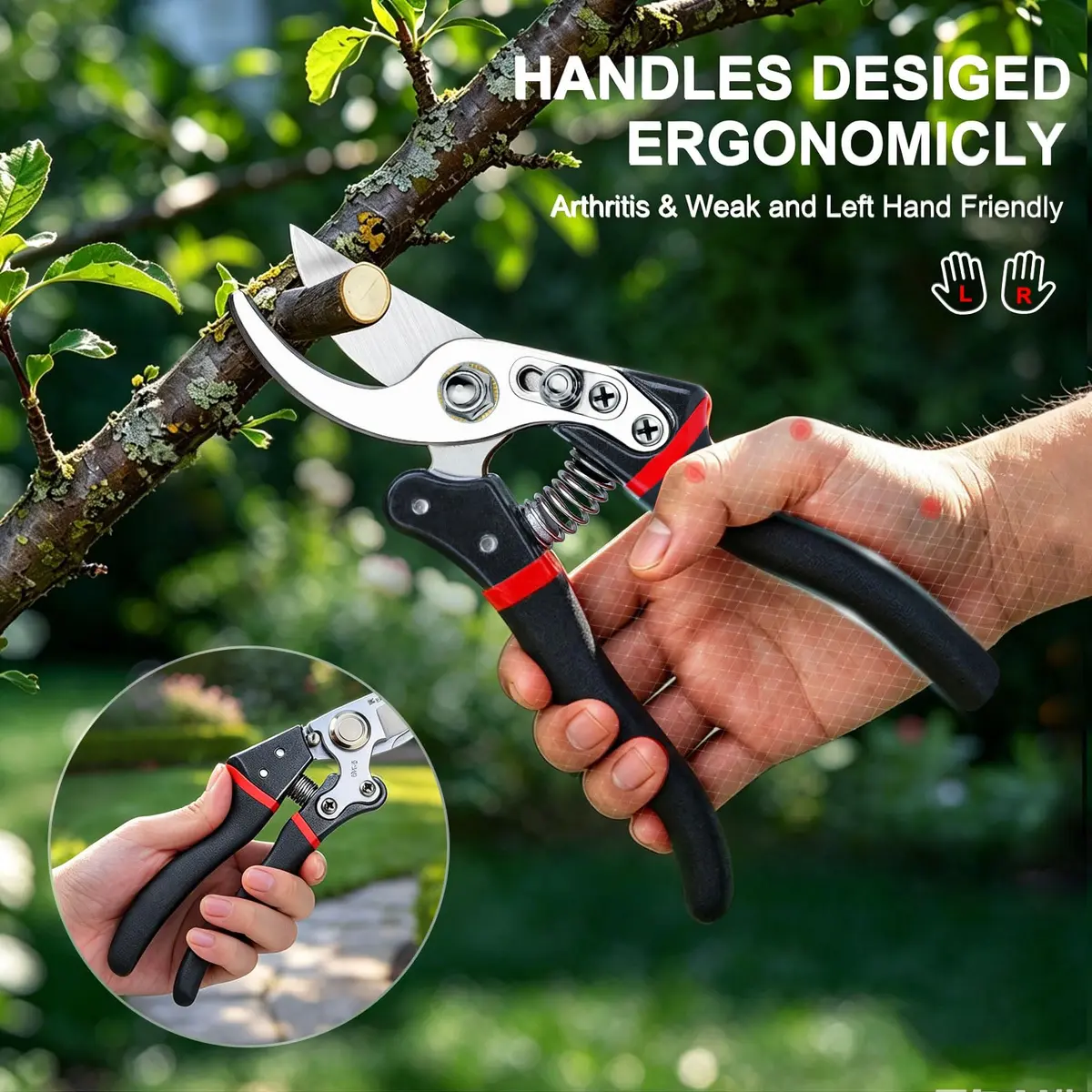 Kynup Heavy Duty Pruning Shears for Gardening, Bonsai Cutters 21.8 cm (8.6 Inches) | SK-5 Steel Blades - view 4