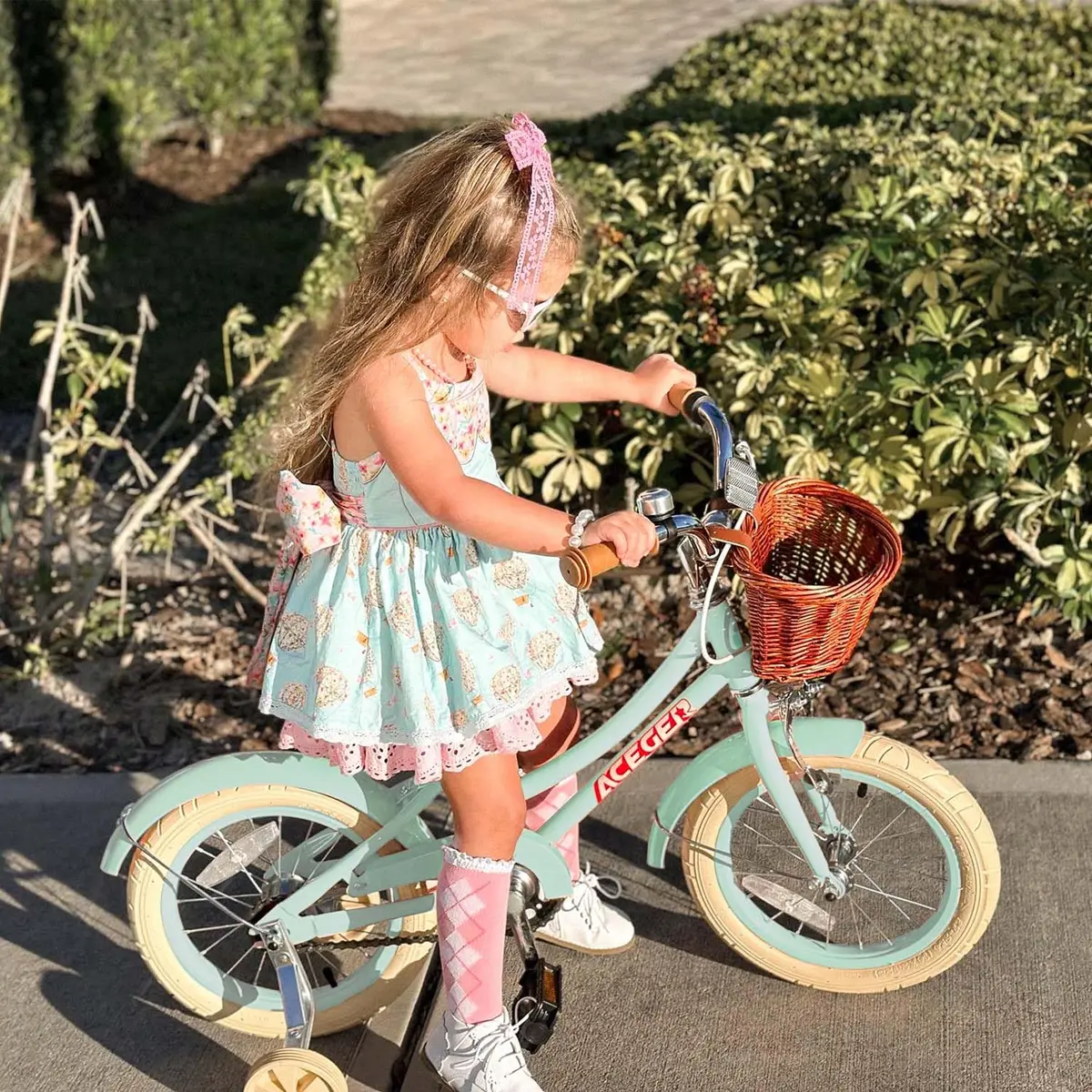 ACEGER Girls Bike with Basket 16 Inch | Retro Style for Kids 3-12 Years - view 4
