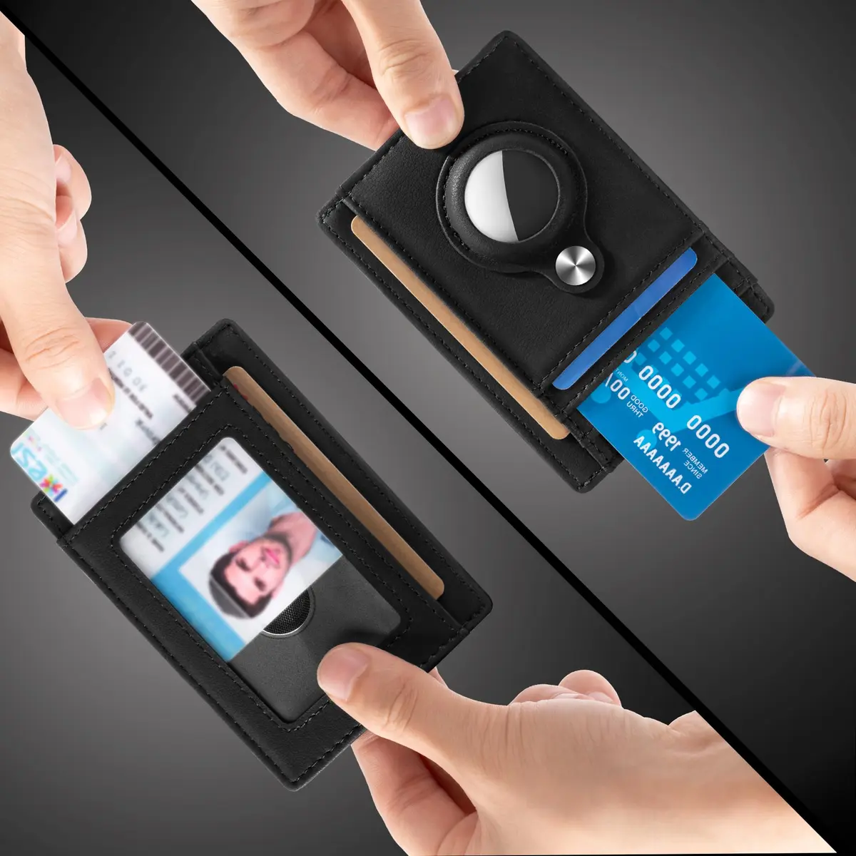 Hawanik Slim Minimalist Front Pocket Air Tag Wallet Thin Card Holder Wallet - view 2