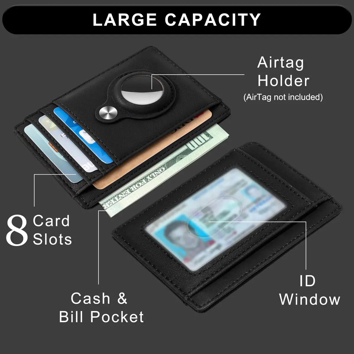 Hawanik Slim Minimalist Front Pocket Air Tag Wallet Thin Card Holder Wallet - view 3