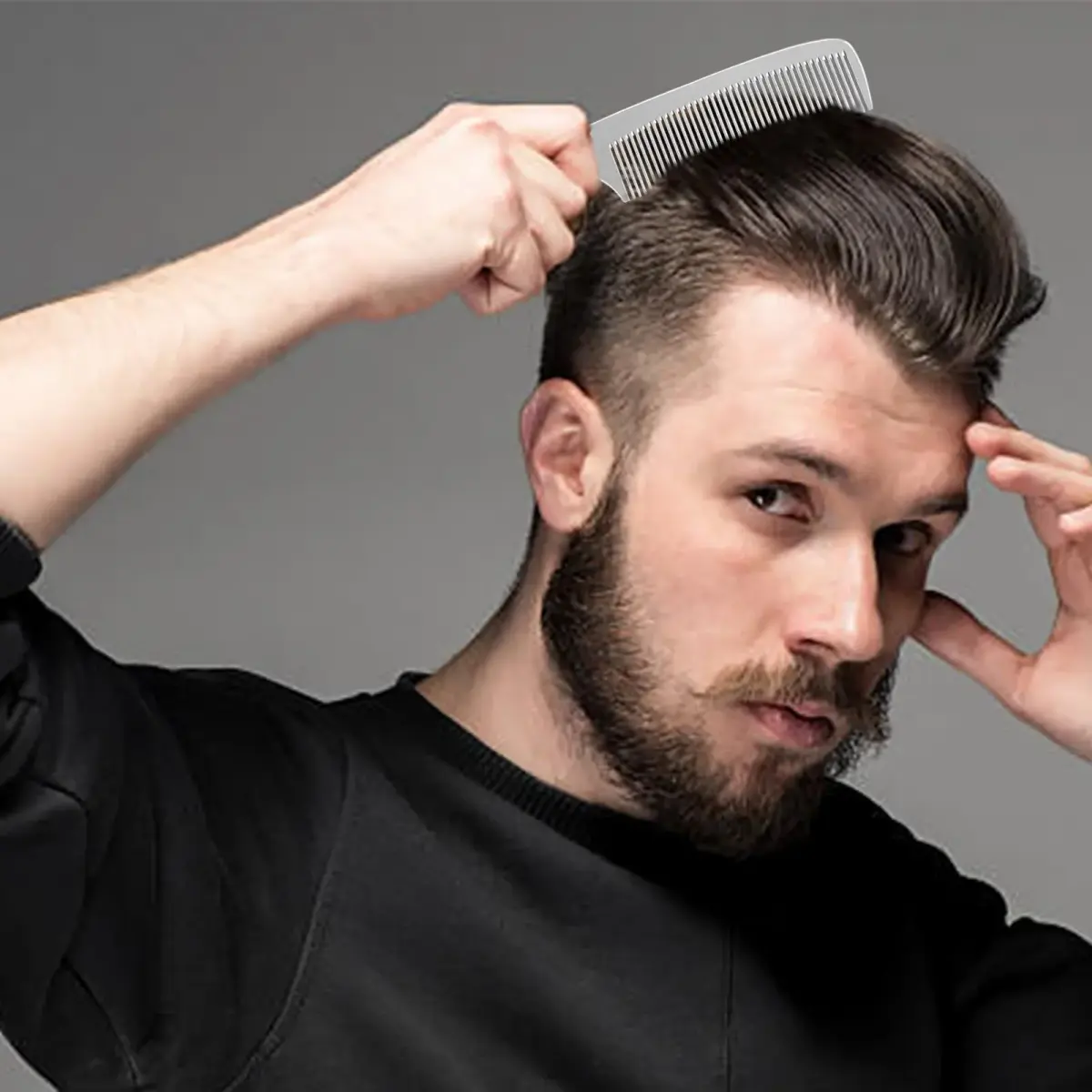 CGBARBER Silver Aluminum Hair Comb Set | 4-Piece Styling & Cutting Comb Kit - view 8