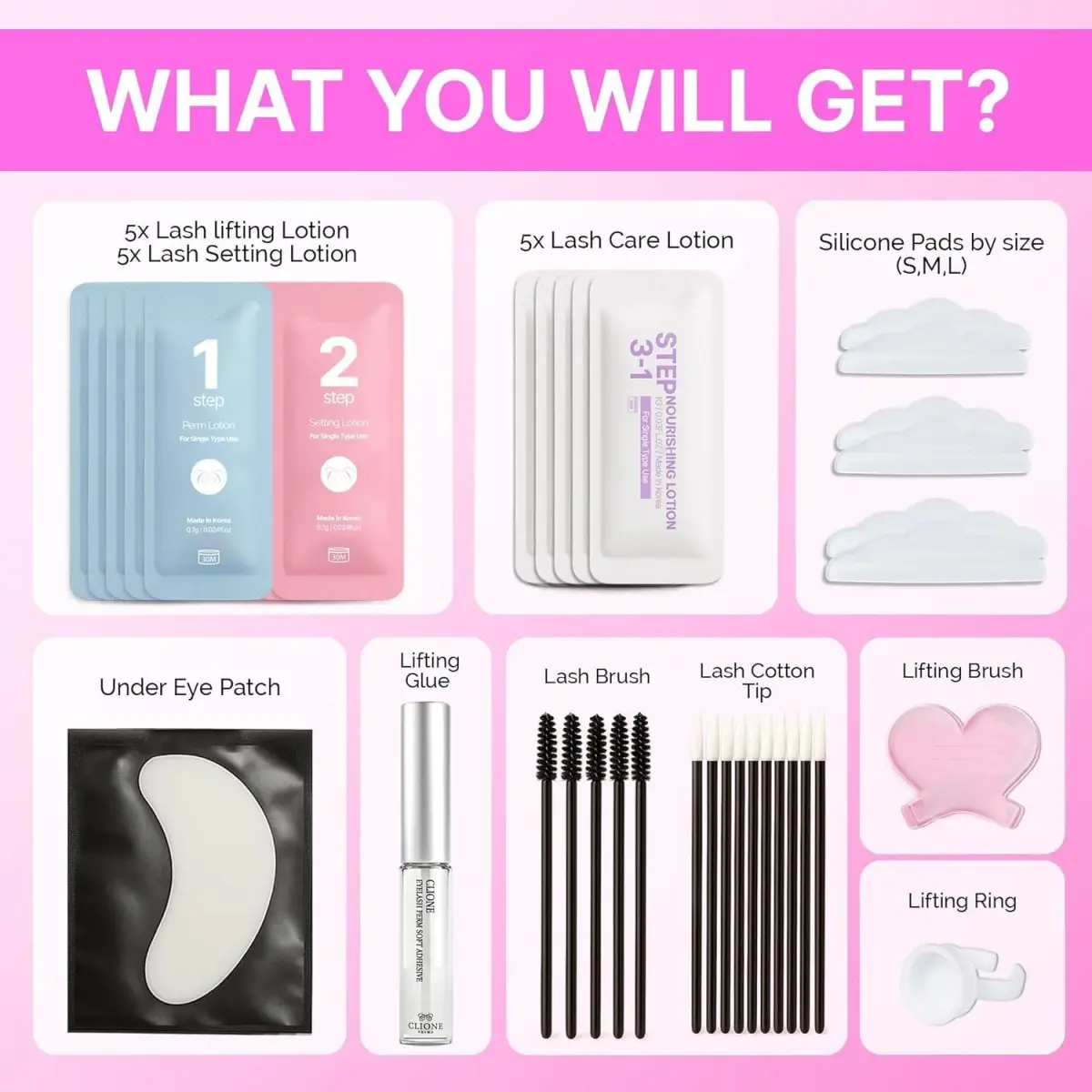 CLIONE PRIME Korean Lash Lift Kit 5 Sets | Professional At-Home Eyelash Perming - view 8