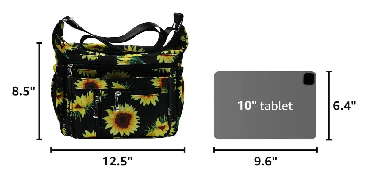 Fabuxry Floral Sunflowers Crossbody Bag for Women | Lightweight Nylon Travel & Everyday Purse - view 3