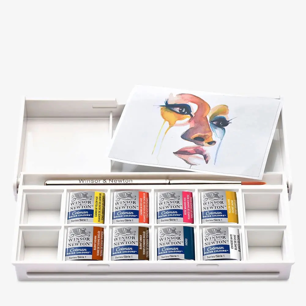 Winsor & Newton Cotman Watercolor Paint Set, 8 Half Pan Portrait Colors | Fine Art Pigments, Transparent Color - main product image
