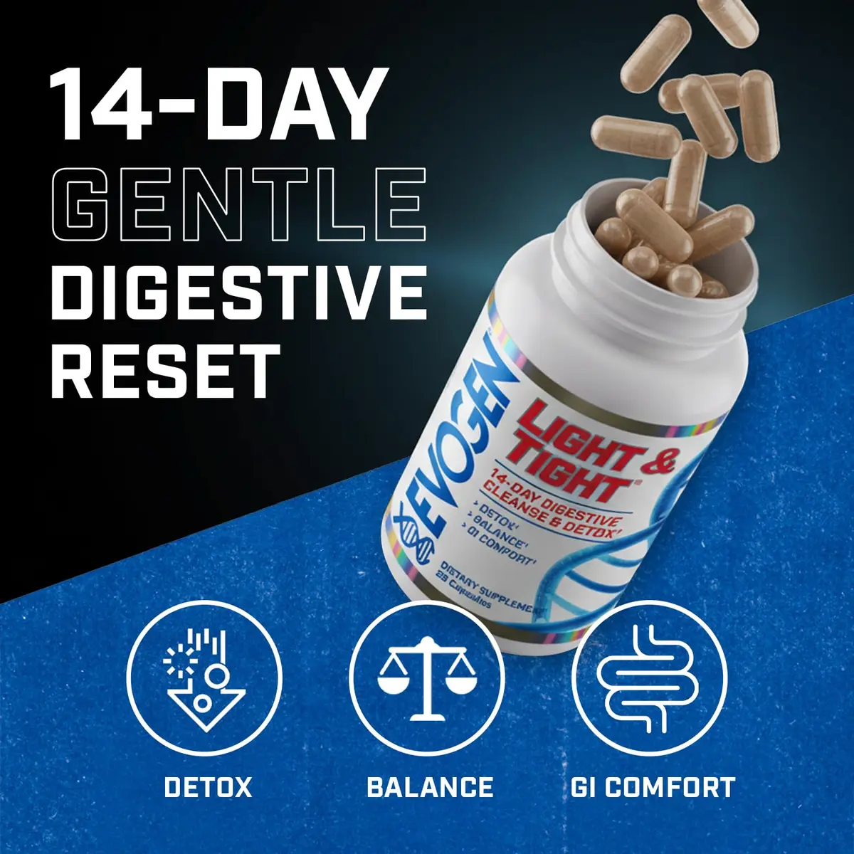 Evogen Light & Tight 14-Day Colon Cleanse & Detox | 28 Capsules for Bloating & Toxins - view 2