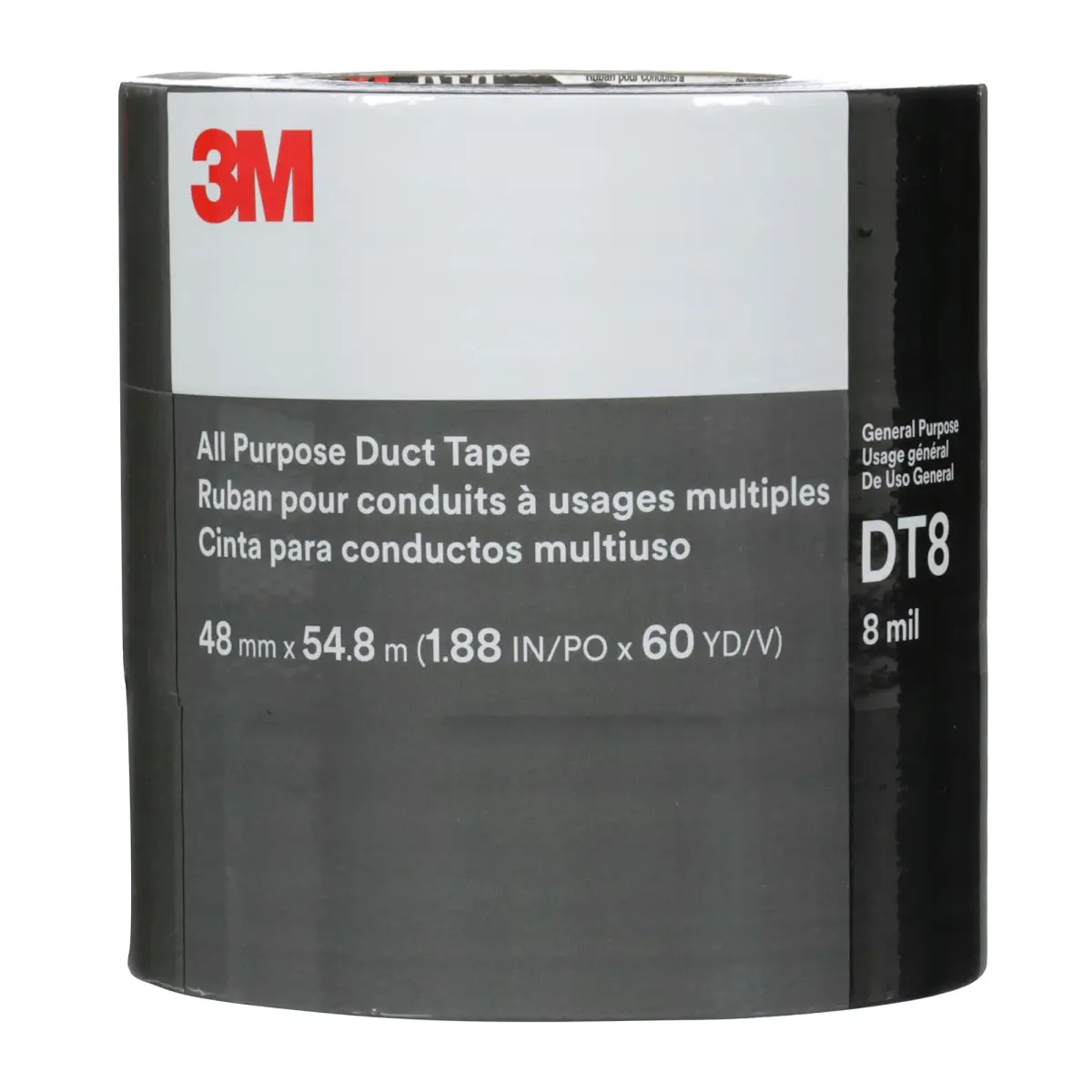 3M All Purpose Duct Tape DT8 Silver 1.88 in x 60 yd (156g) | Industrial Strength, Water Resistant - view 5