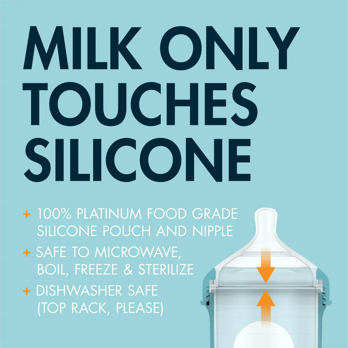 Boon Nursh Silicone Baby Bottles - Medium Flow - Tie Dye - 8 Oz (237ml) - 3 Count | Air-Free Feeding for Reduced Colic - view 4