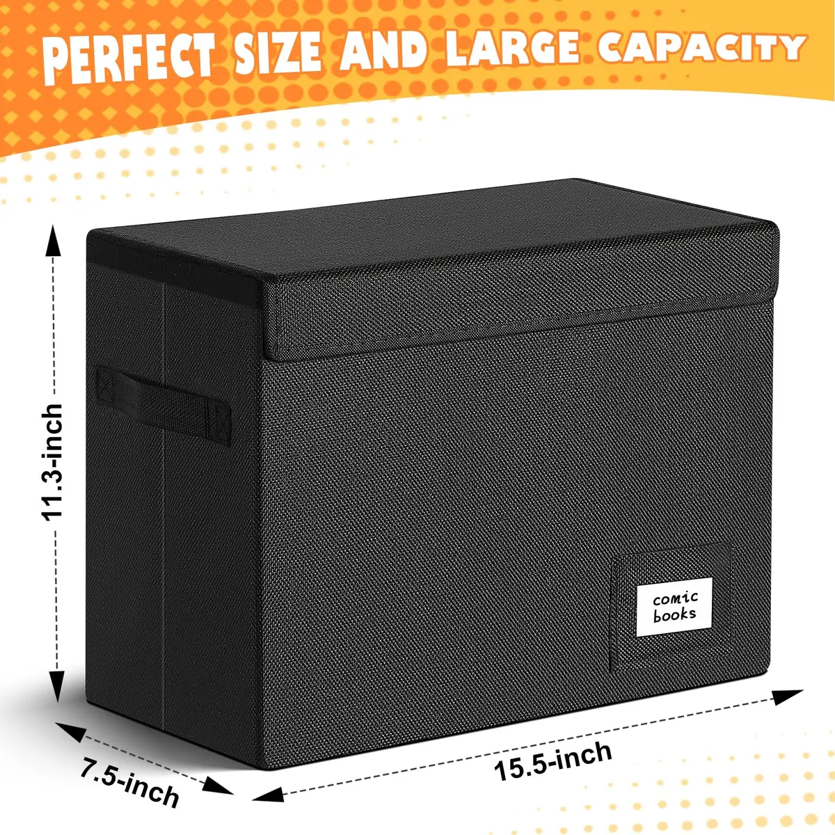 Leffis Comic Book Storage Box 15.5" x 7.5" x 11.3" | Holds 150 Comics, Waterproof, Foldable, Impact Resistant - view 2