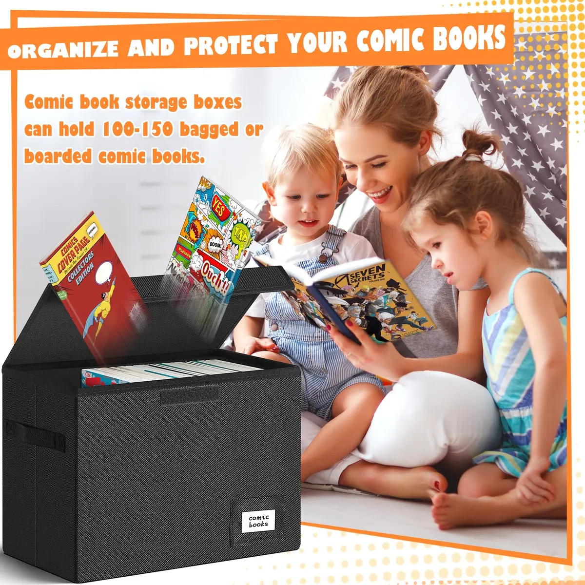 Leffis Comic Book Storage Box 15.5" x 7.5" x 11.3" | Holds 150 Comics, Waterproof, Foldable, Impact Resistant - view 3