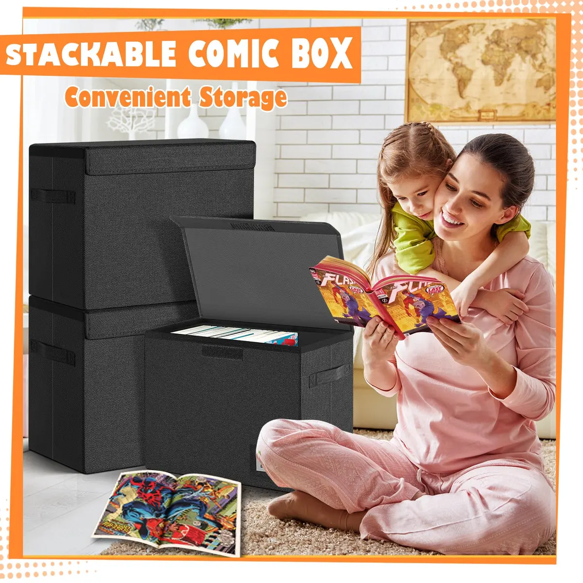 Leffis Comic Book Storage Box 15.5" x 7.5" x 11.3" | Holds 150 Comics, Waterproof, Foldable, Impact Resistant - view 4