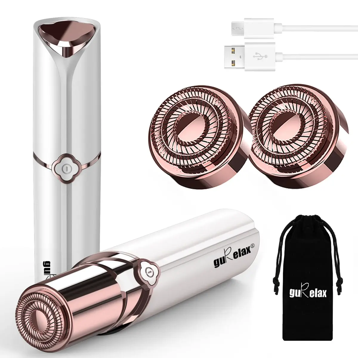 gurelax Electric Facial Hair Remover 5 Piece Set | Painless, Rechargeable, Hypoallergenic for Women - main product image