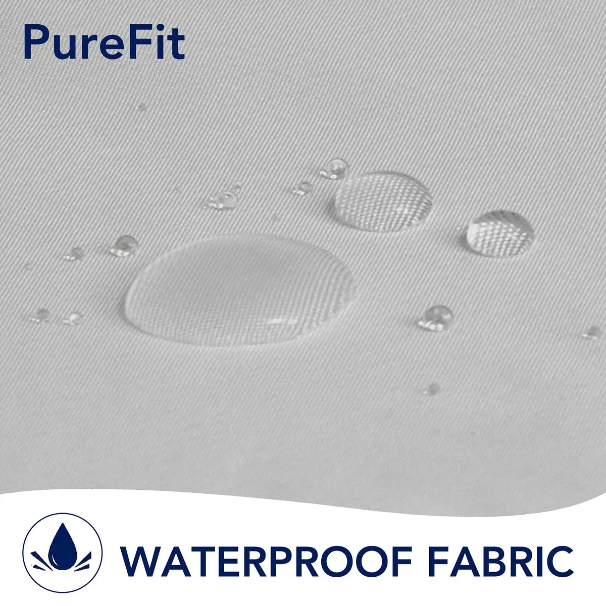 PureFit Waterproof Outdoor Curtains for Patio 241cm x 254cm | Weatherproof UV Resistant Light Gray Grommet Panels - view 2