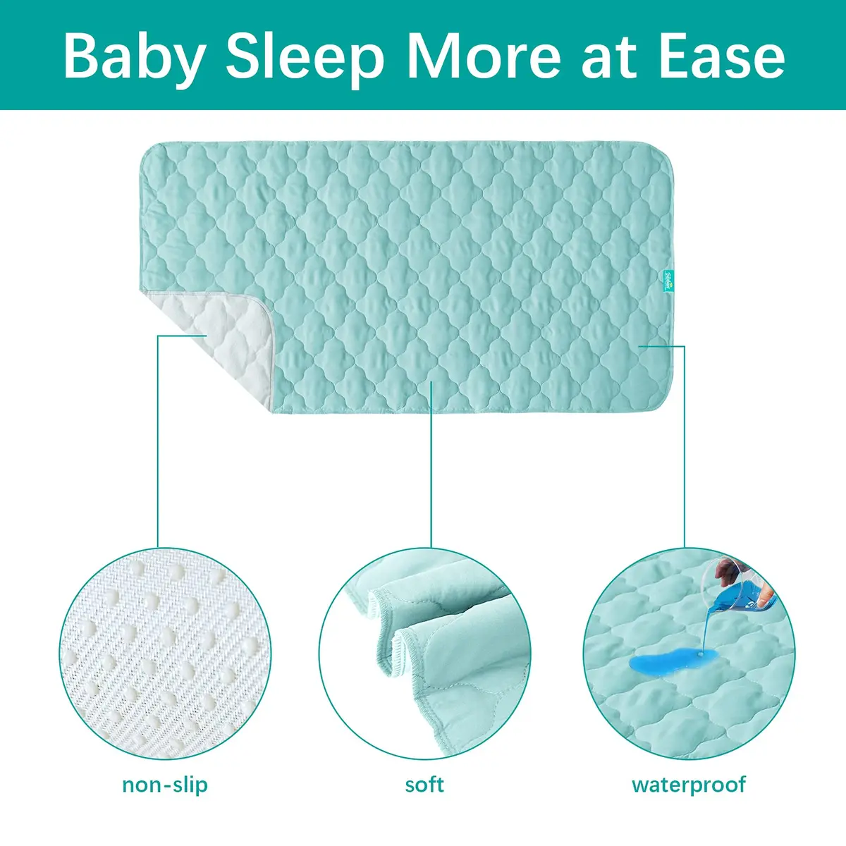 Biloban Waterproof Crib Mattress Protector 28"x52" (71cm x 132cm) | Breathable Quilted Pad for Safe Sleep - view 2