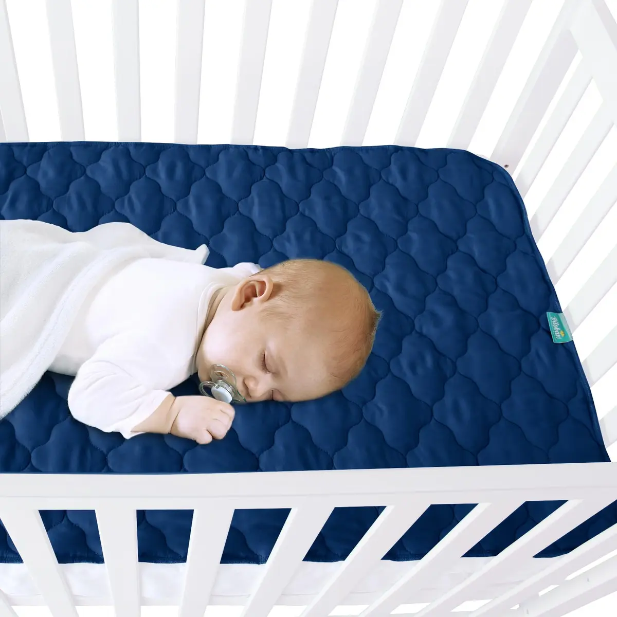 Biloban Waterproof Crib Mattress Protector Pad 52"x28" Navy | Breathable Quilted 4-Layer Design - view 5