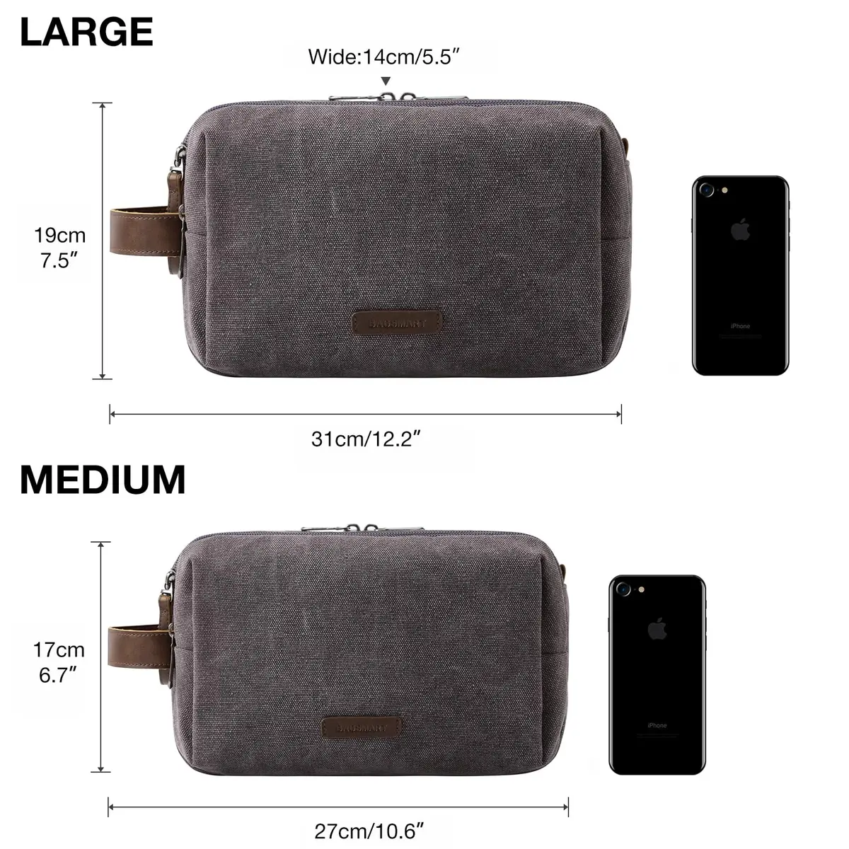 BAGSMART Toiletry Bag for Men, Canvas Travel Organizer, Water-resistant, Large | Water-resistant Dopp Kit for Toiletries - view 6