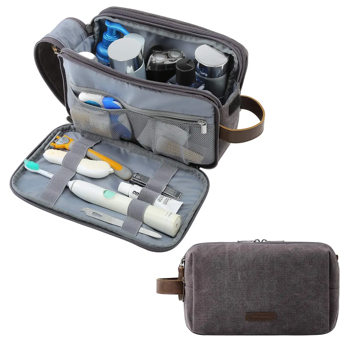 BAGSMART Toiletry Bag for Men, Canvas Travel Organizer, Water-resistant, Large | Water-resistant Dopp Kit for Toiletries - main product image