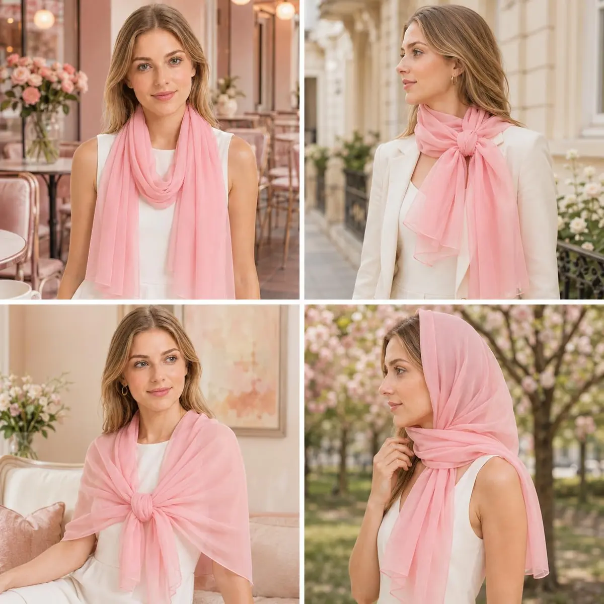 YOUR SMILE Women Lightweight Breathable Solid Color Soft Chiffon Scarf 70x27.5 inches | Elegant Year-Round Accessory - view 5