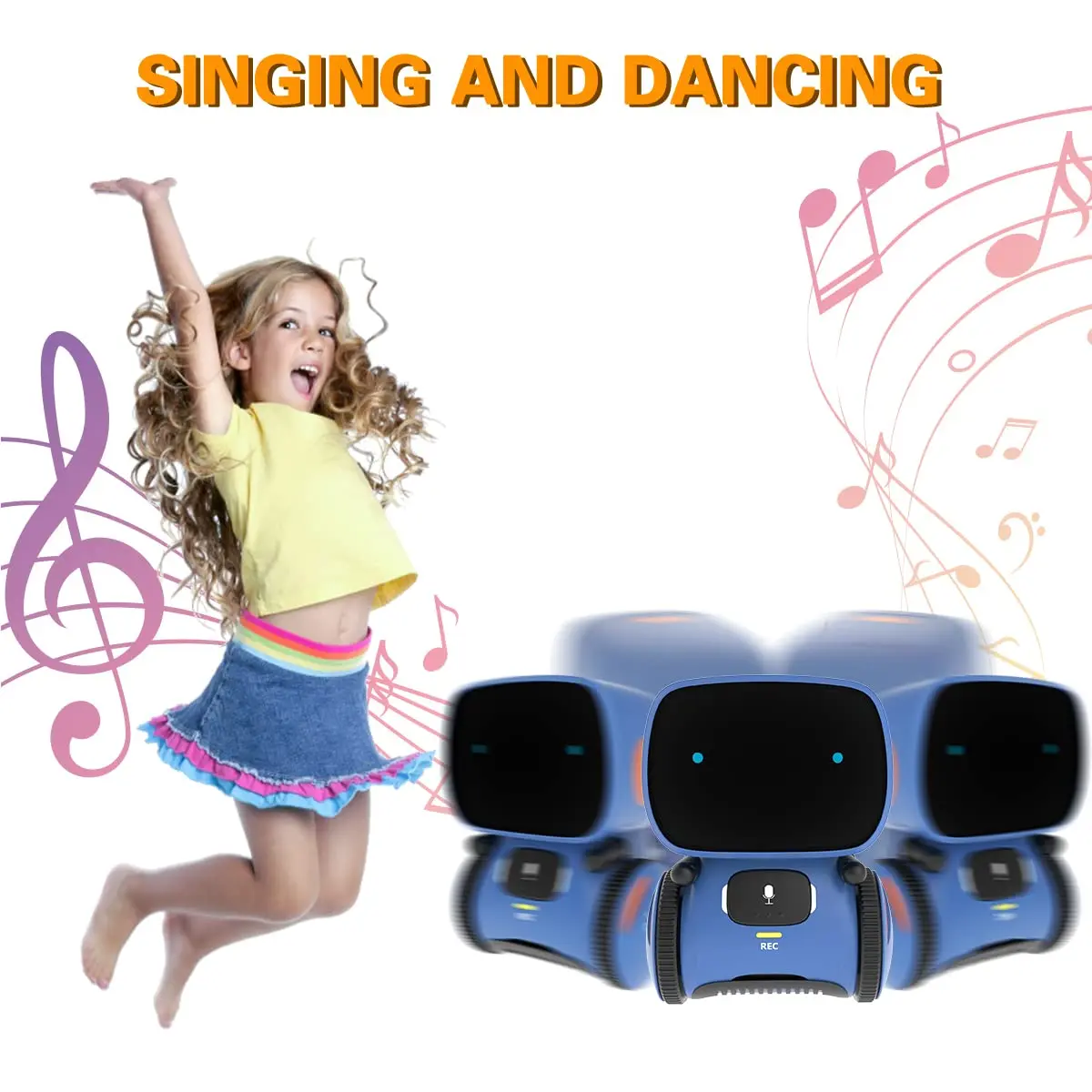 98K Kids Robot Toy for Girls and Boys | Touch & Voice Control, Dancing & Singing, ASTM F963 Certified, Blue - view 5
