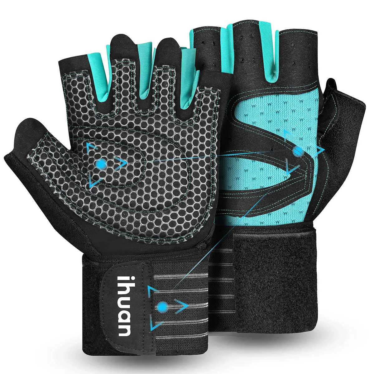 ihuan Ventilated Weight Lifting Gym Gloves with Wrist Support | Full Palm Protection for Men & Women - main product image