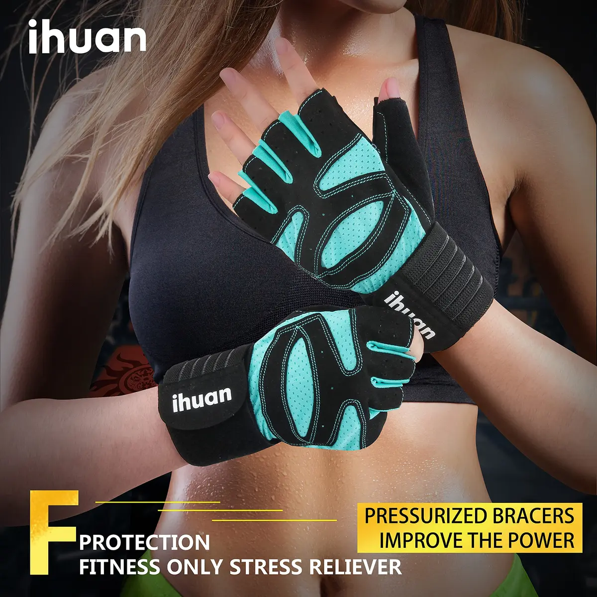 ihuan Ventilated Weight Lifting Gym Gloves with Wrist Support | Full Palm Protection for Men & Women - view 5