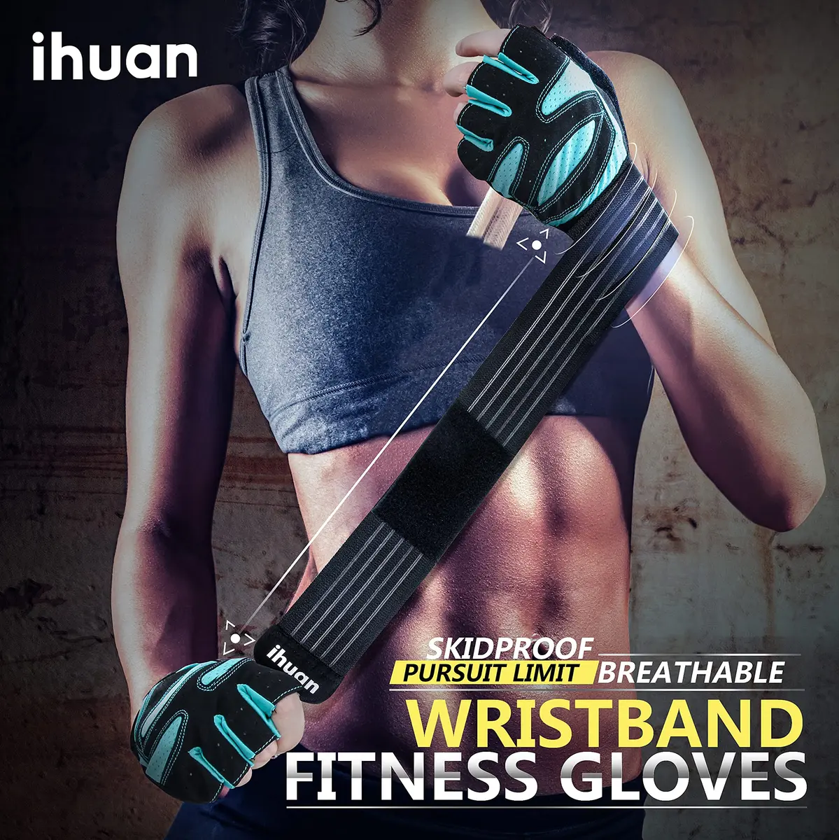 ihuan Ventilated Weight Lifting Gym Gloves with Wrist Support | Full Palm Protection for Men & Women - view 6