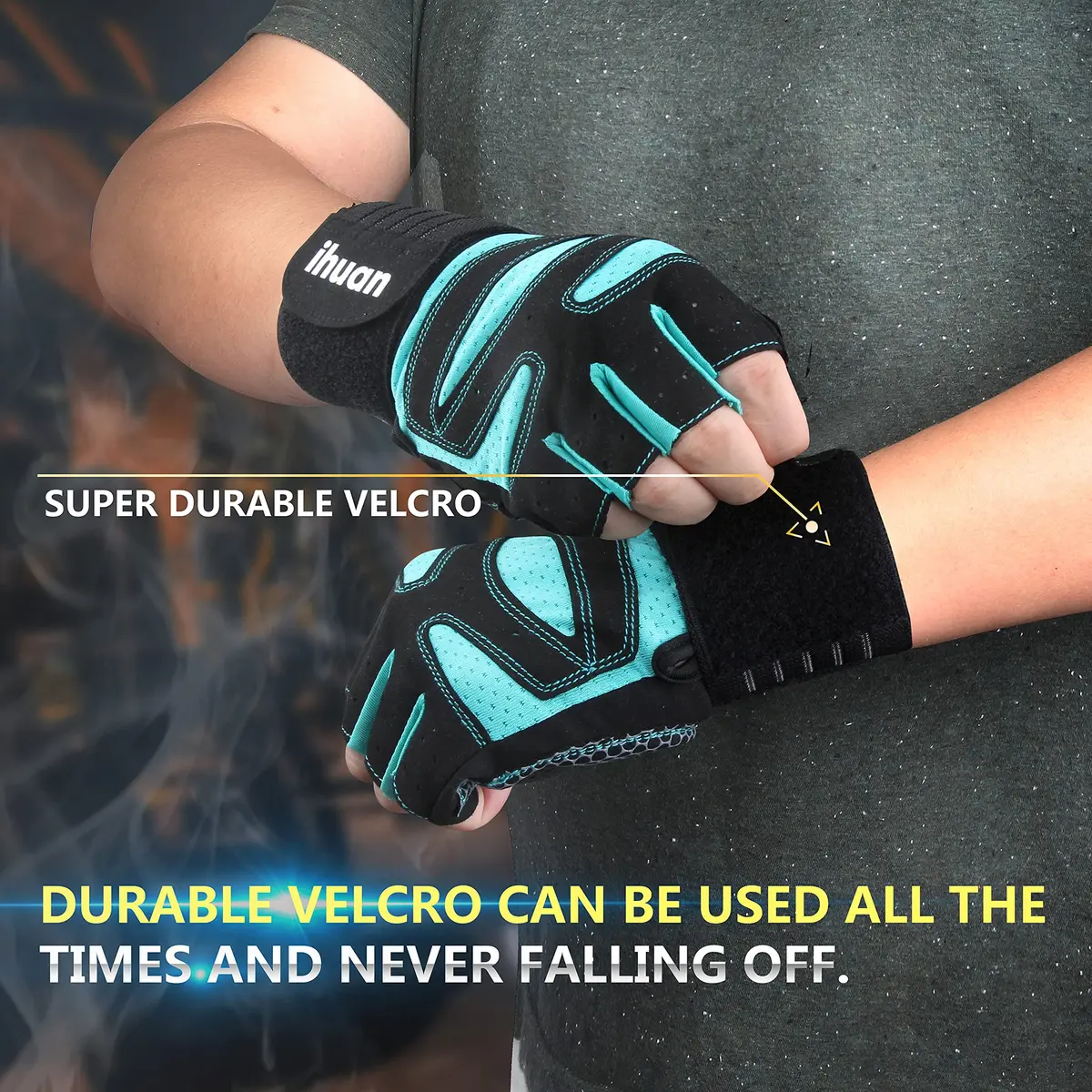 ihuan Ventilated Weight Lifting Gym Gloves with Wrist Support | Full Palm Protection for Men & Women - view 4