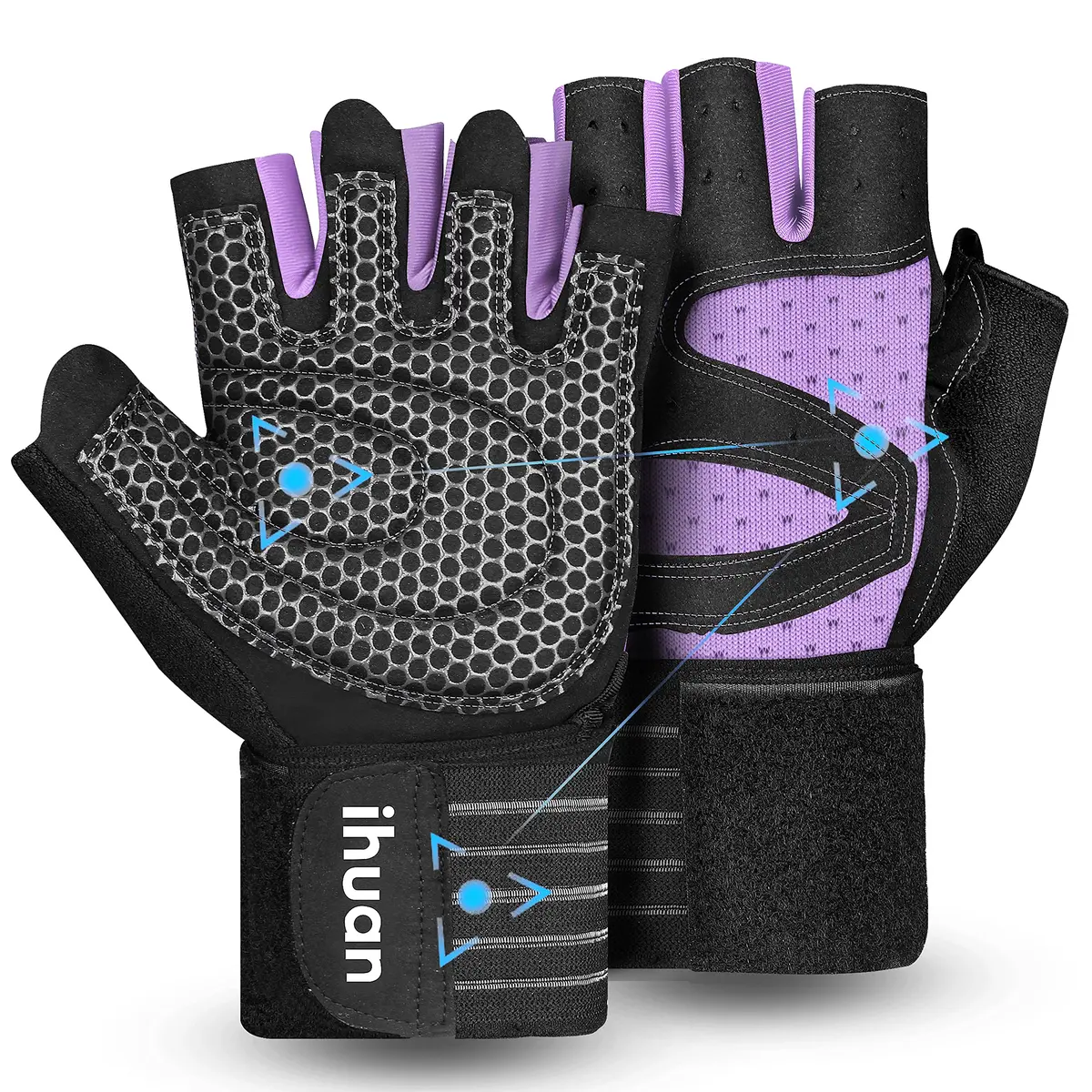 ihuan Ventilated Weight Lifting Gym Workout Gloves with Wrist Wrap Support | Full Palm Protection for Men & Women - main product image