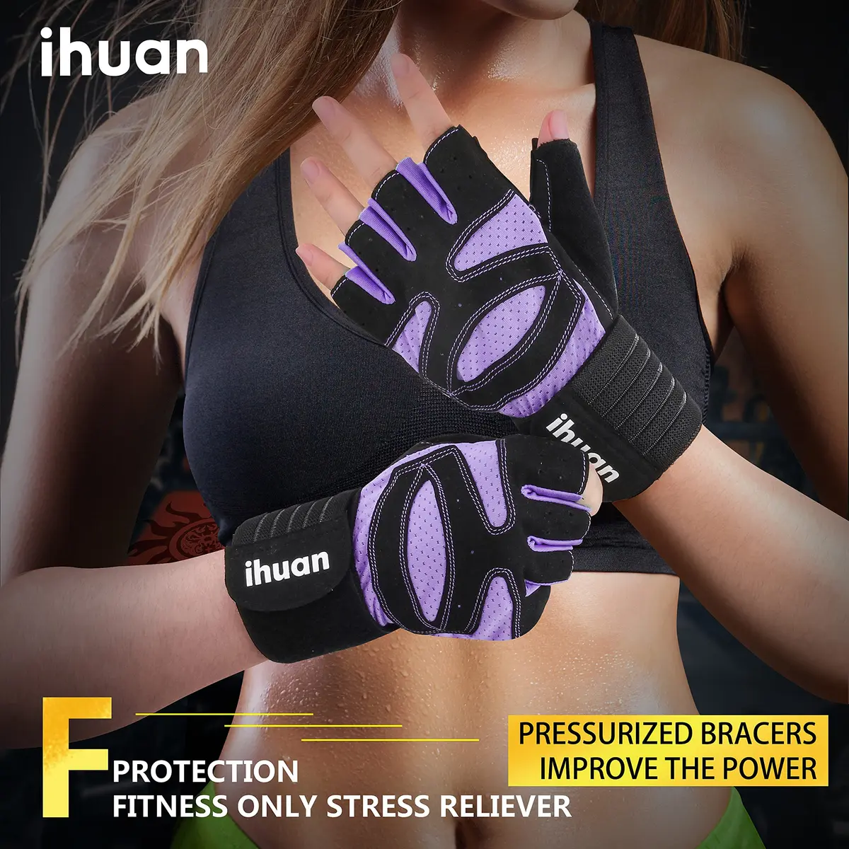 ihuan Ventilated Weight Lifting Gym Workout Gloves with Wrist Wrap Support | Full Palm Protection for Men & Women - view 5