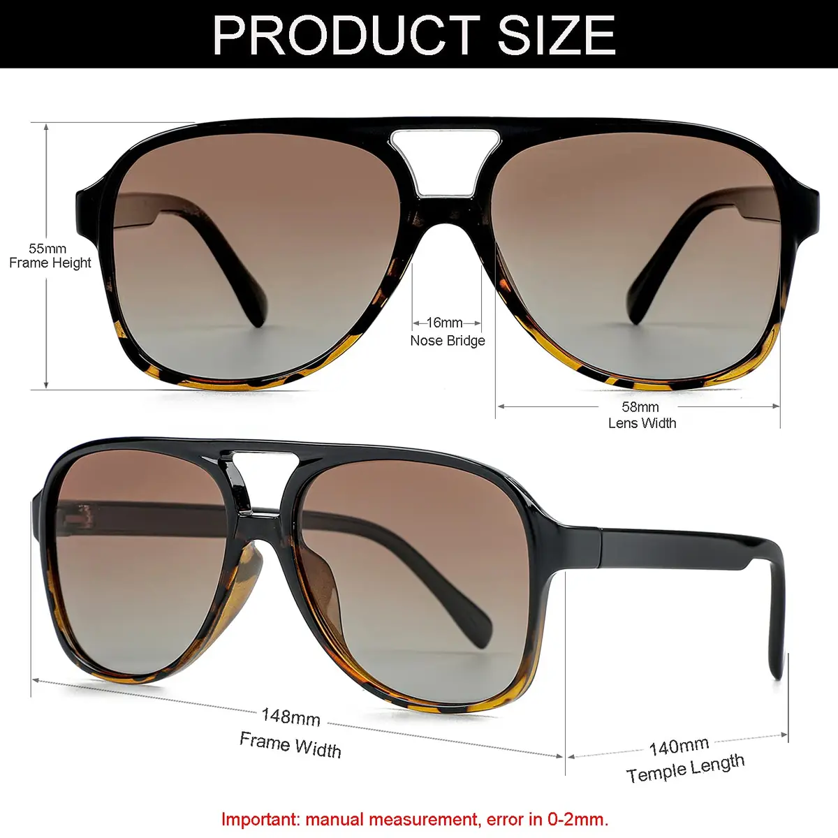 NIDOVIX Polarized Classic Vintage Aviator Sunglasses for Men Women 58mm (2.28in) | UV400 Protection - view 3