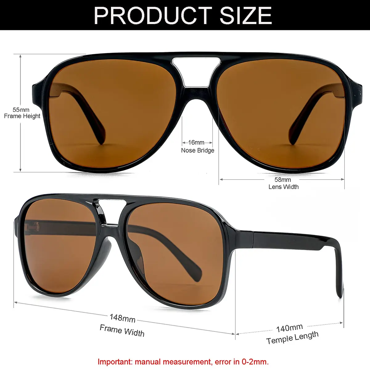 NIDOVIX Polarized Aviator Sunglasses for Men Women 58mm Lens Width | UV400 Protection - view 3