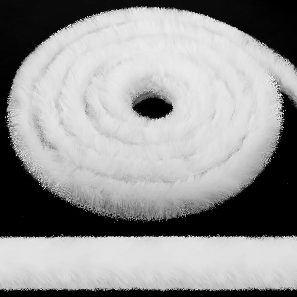 WILLBOND White Faux Fur Trim Ribbon 0.98in x 29.5ft | Fluffy Xmas Craft Decor - main product image