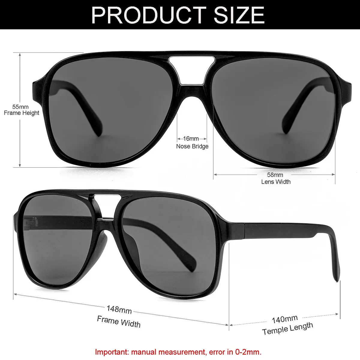 NIDOVIX Polarized Classic Vintage Aviator Sunglasses for Men Women 58mm Lens Width | UV400 Protection - view 3