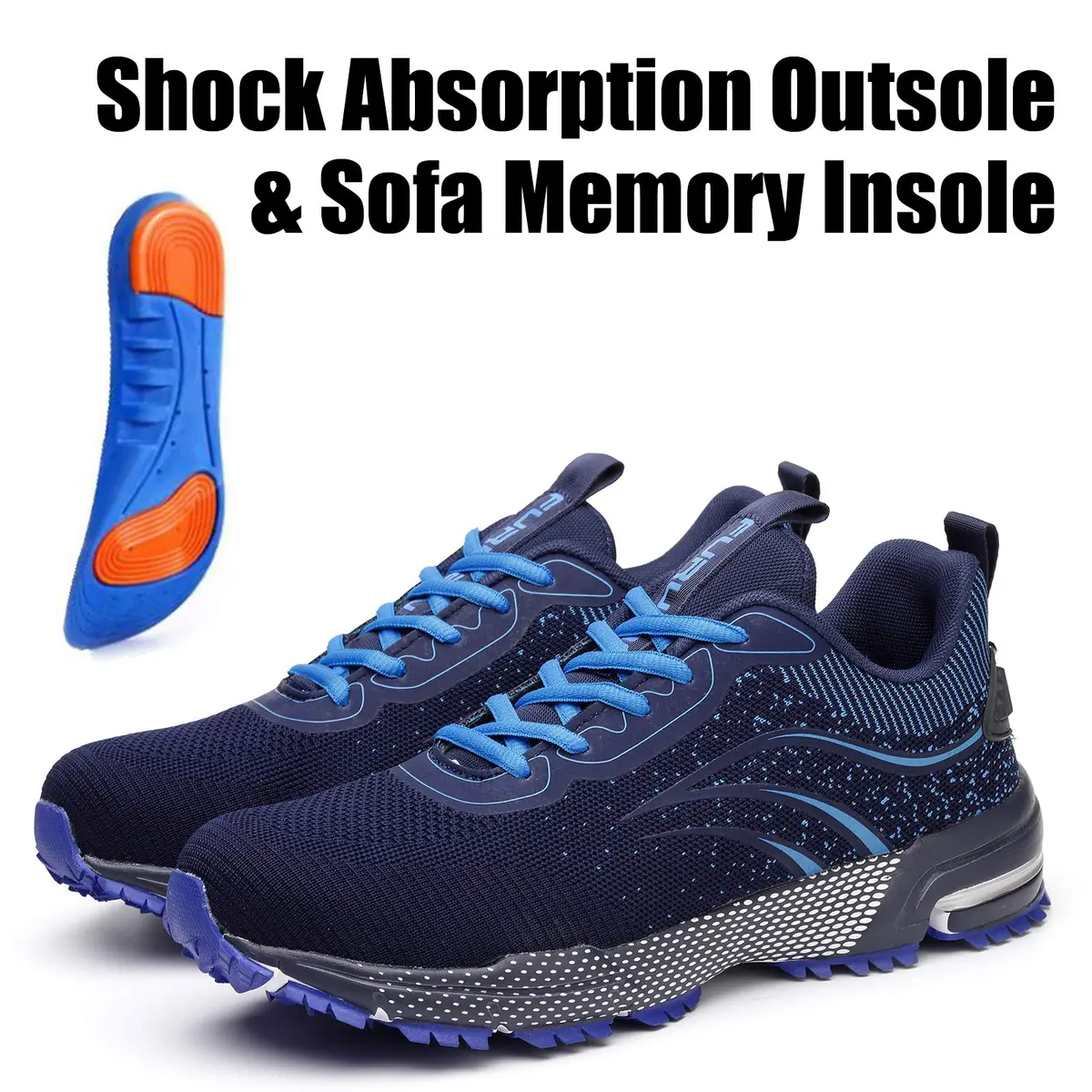 Furuian Steel Toe Shoes for Men & Women | Impact-Resistant, Breathable, Slip-Resistant Safety Shoes (Size 6 Women/4 Men, Blue) - view 6