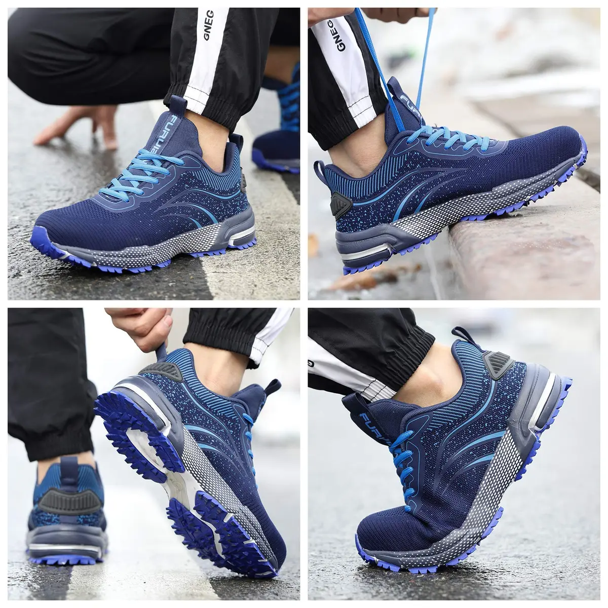 Furuian Steel Toe Shoes for Men & Women | Impact-Resistant, Breathable, Slip-Resistant Safety Shoes (Size 6 Women/4 Men, Blue) - view 2