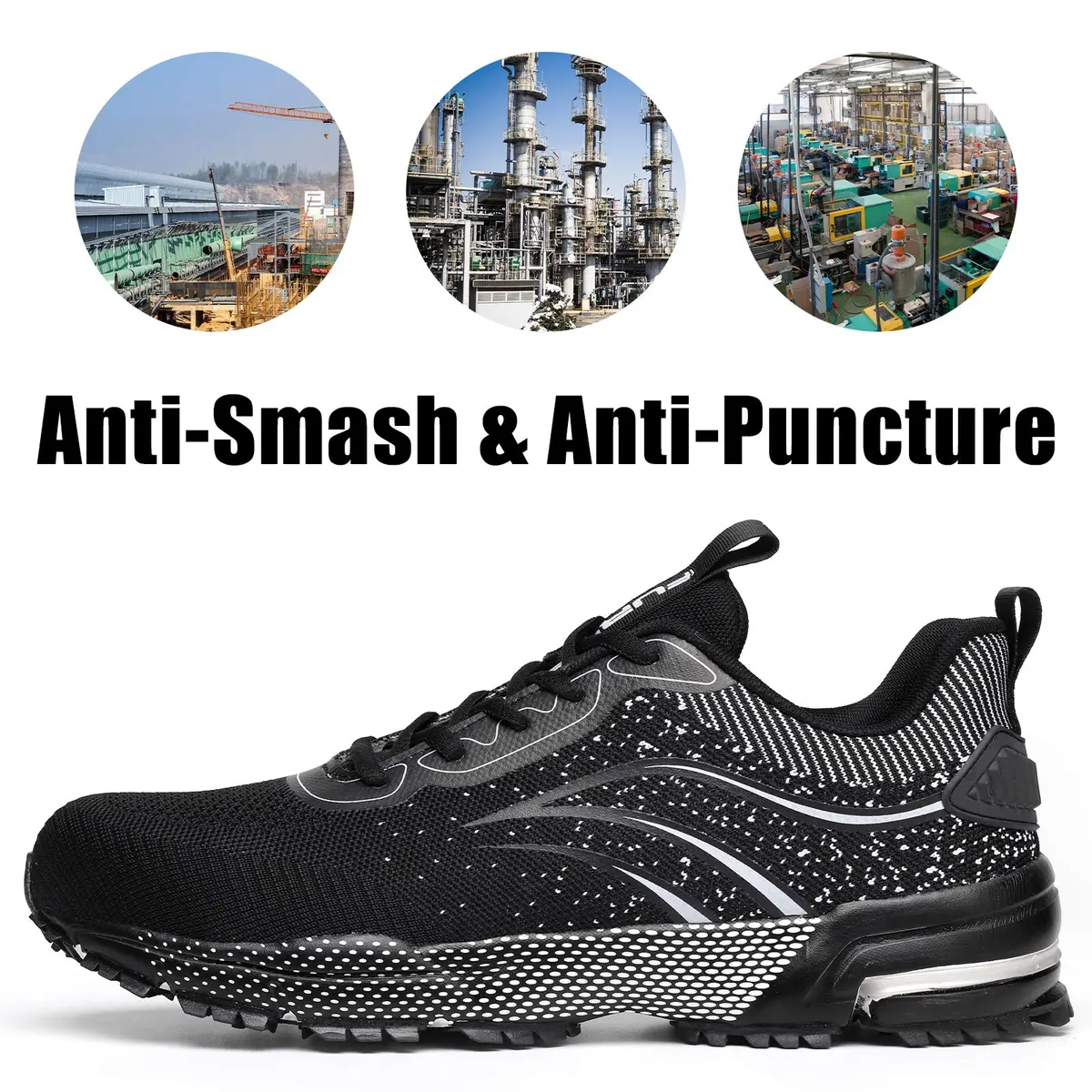 Furuian Steel Toe Shoes for Men & Women 7 Women/5.5 Men | Comfortable Puncture-Resistant Safety Shoes - view 5
