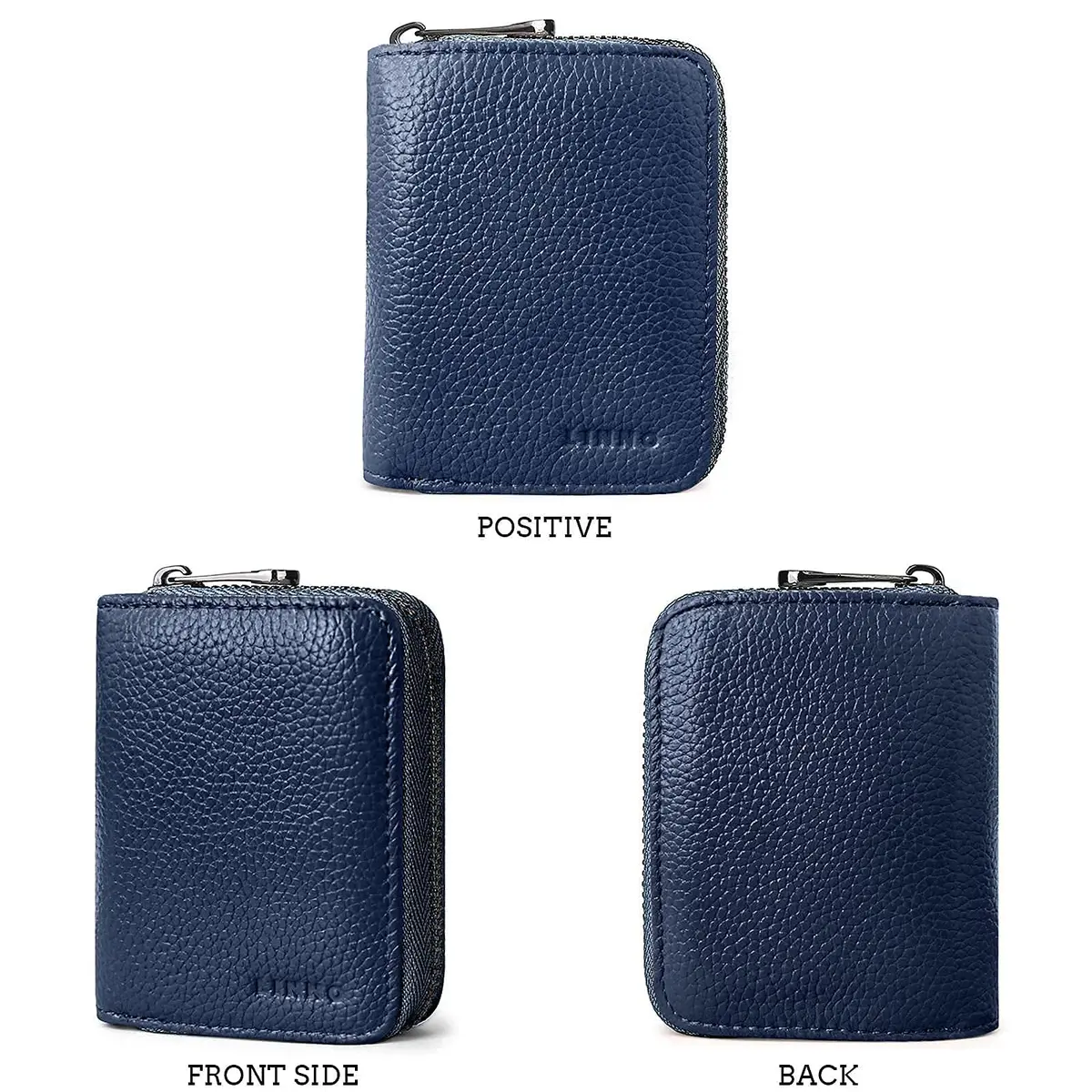 Linno RFID 20 Slots Credit Card Holder Genuine Leather Small Wallet with Zipper for Women or Men - view 5