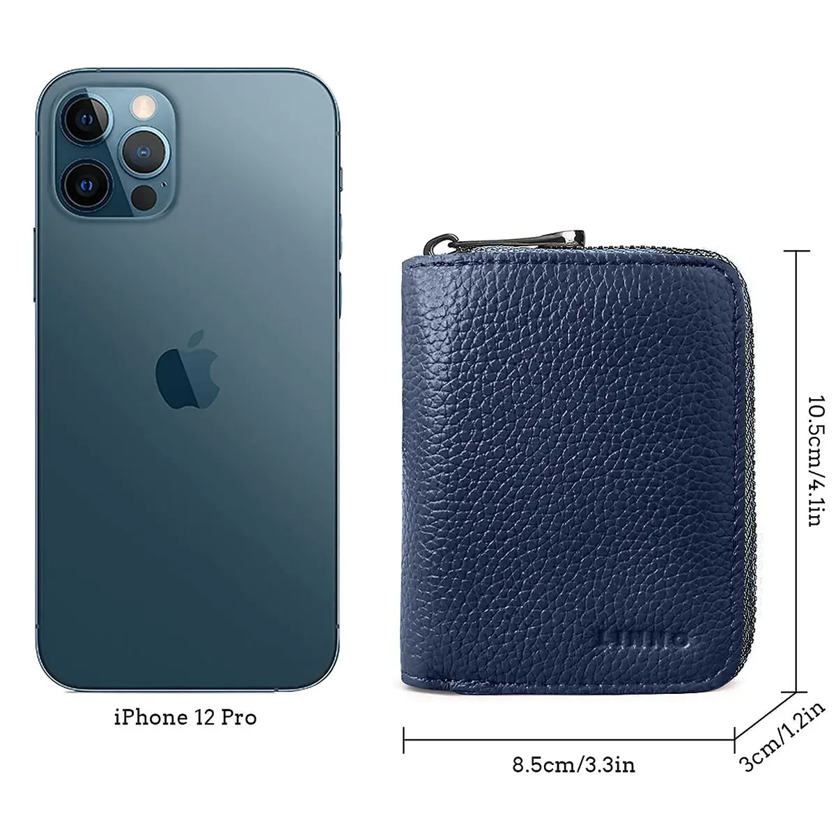 Linno RFID 20 Slots Credit Card Holder Genuine Leather Small Wallet with Zipper for Women or Men - view 6