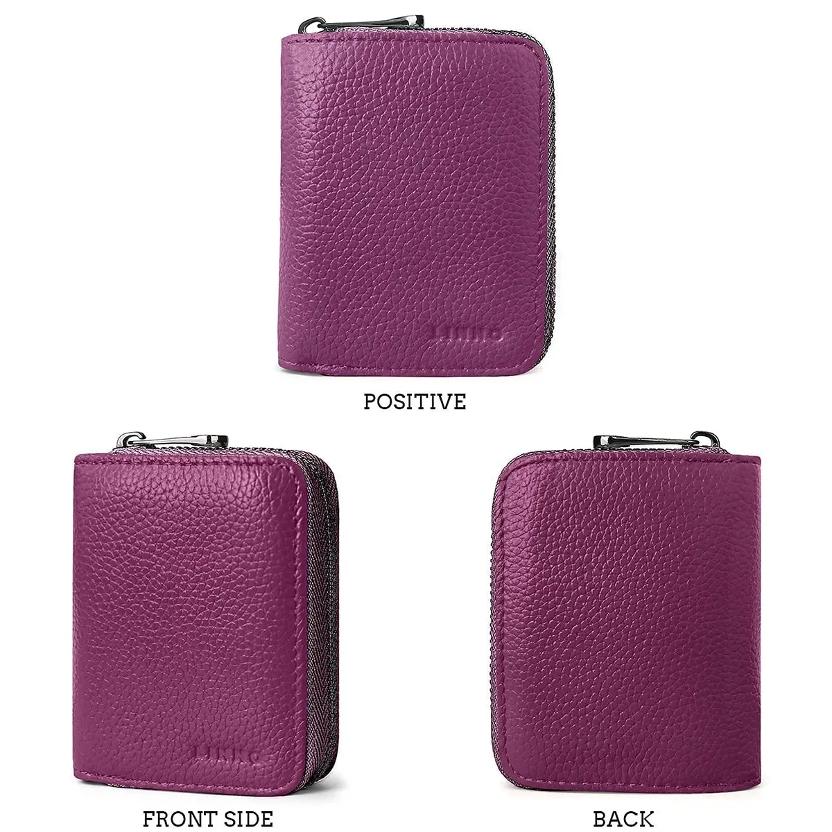 Linno RFID 20 Slots Credit Card Holder Genuine Leather Small Wallet with Zipper for Women & Men - view 5