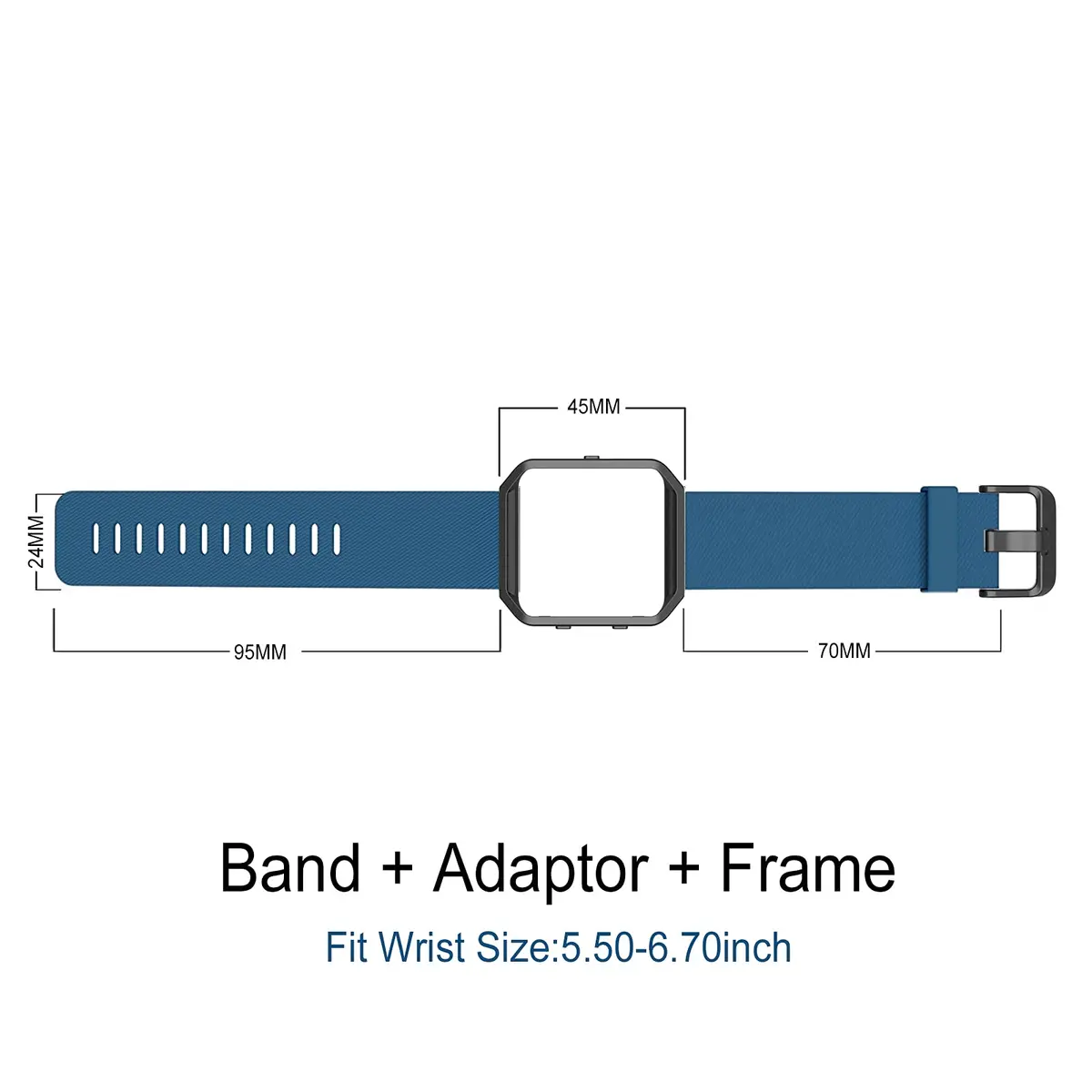 Simpeak Sport Band Compatible with Fitbit Blaze Smartwatch Sport Fitness, Silicone Wrist Band with Metal Frame for Fitbit Blaze Men Women (Blue, Small) - view 3