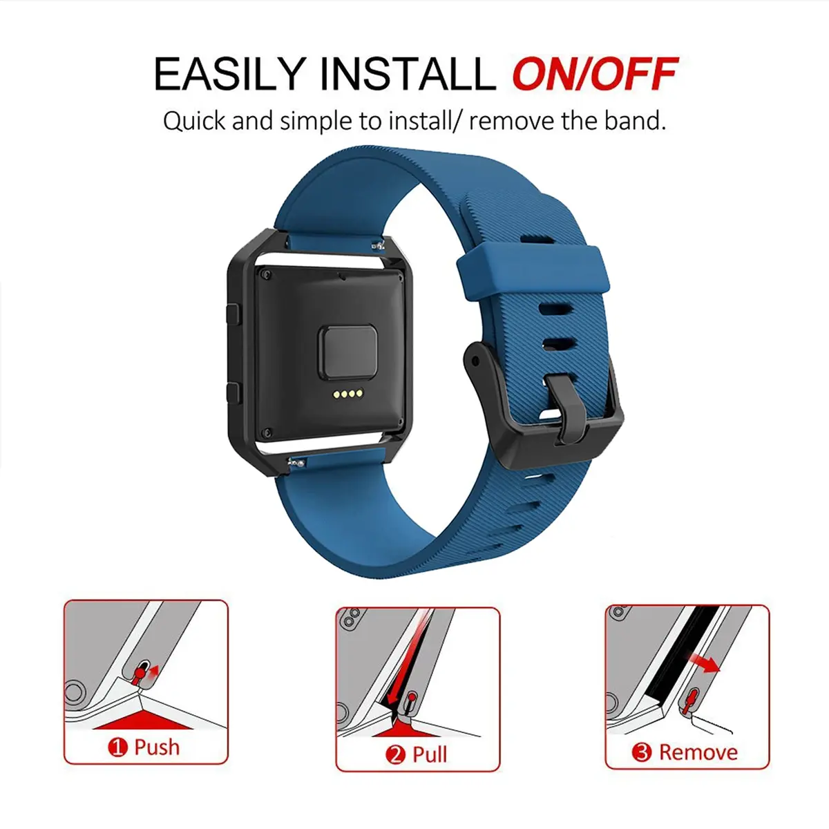 Simpeak Sport Band Compatible with Fitbit Blaze Large | Silicone Wrist Band with Metal Frame for Fitbit Blaze Men Women - view 3
