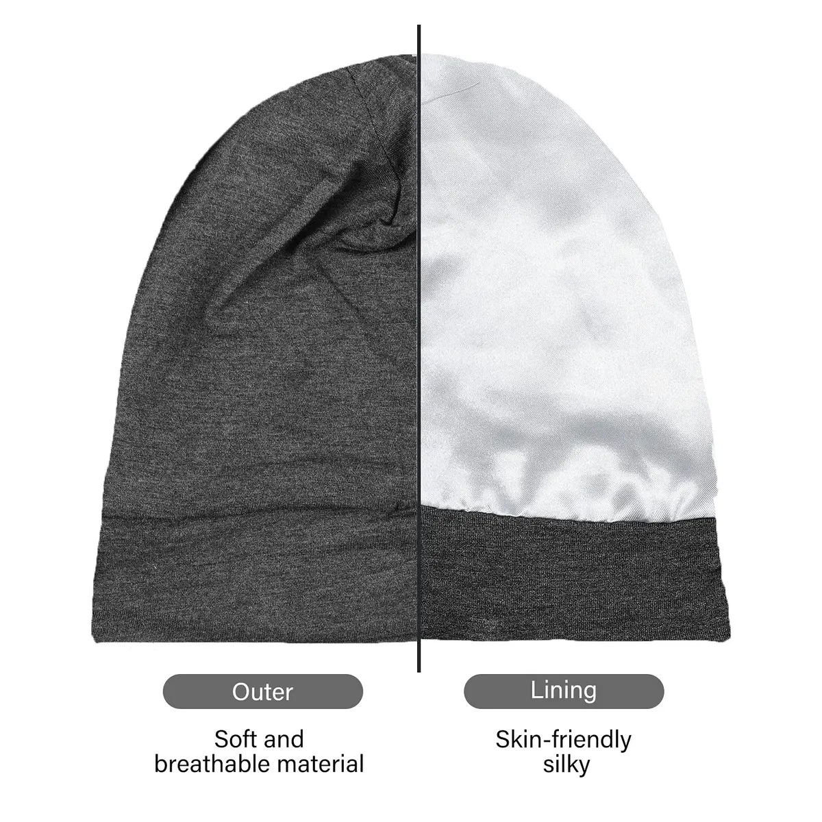 Geyoga Silk Satin Bonnet for Men | Adjustable Elastic Band for Curly Hair, 2 Pack - view 5
