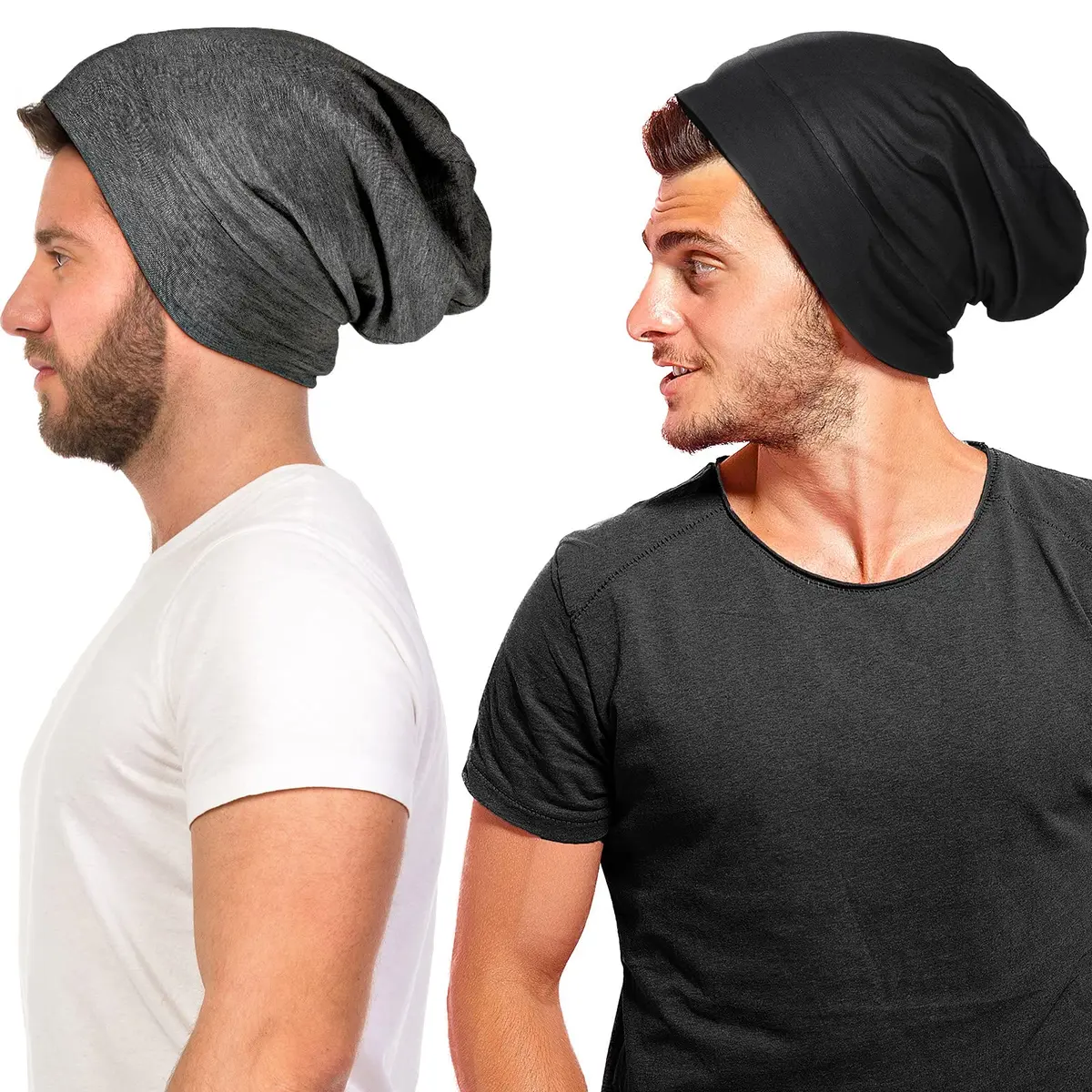 Geyoga Silk Satin Bonnet for Men | Adjustable Elastic Band for Curly Hair, 2 Pack - main product image