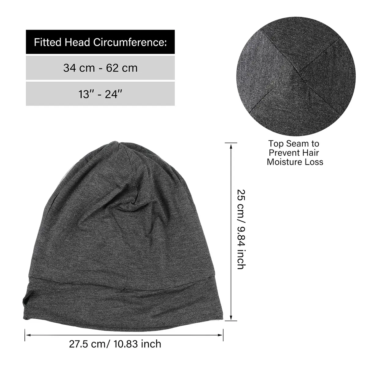 Geyoga Silk Satin Bonnet for Men | Adjustable Elastic Band for Curly Hair, 2 Pack - view 3