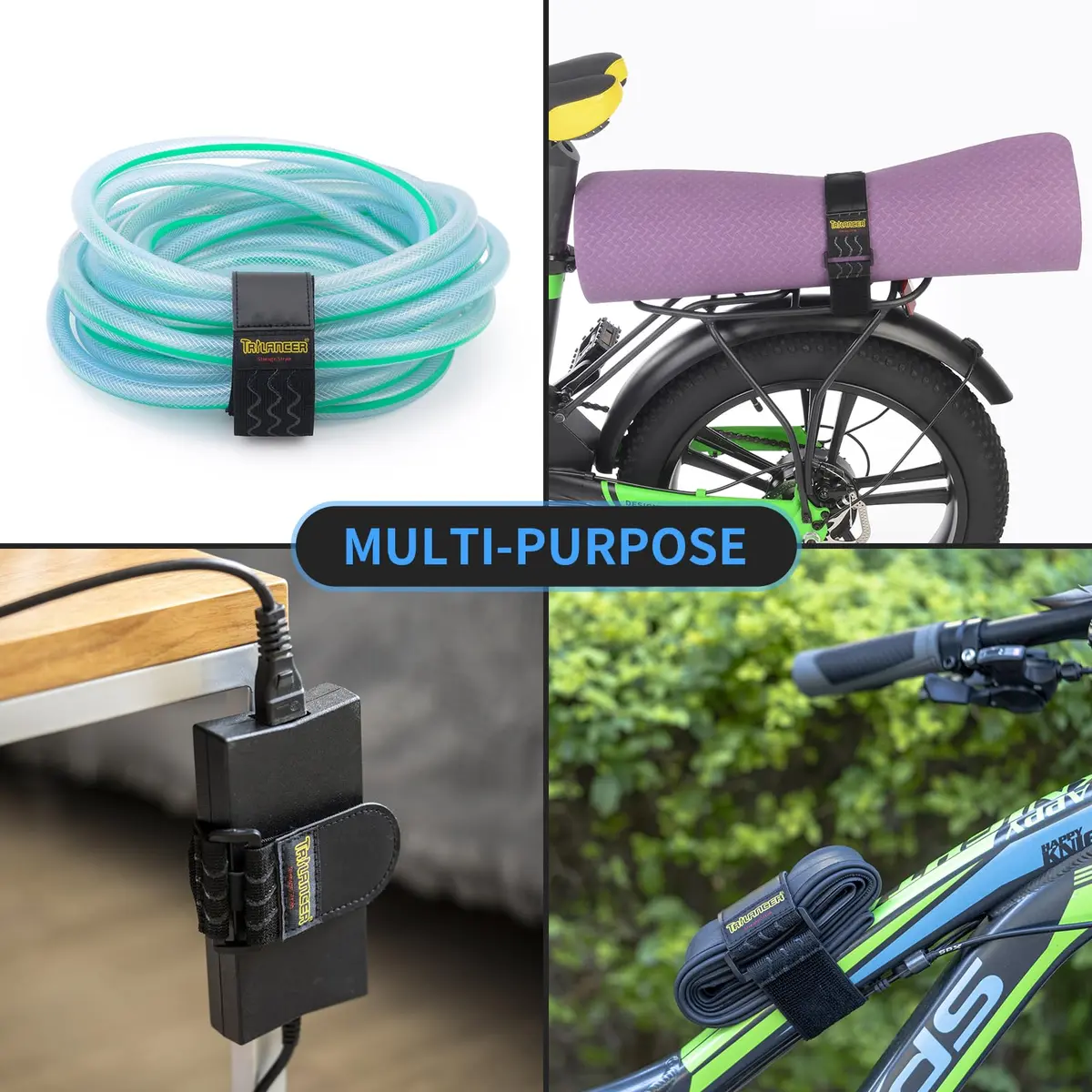 Trilancer Elastic Cinch Straps with Anti-Slip Strips, 12" (30cm) x 2" (5cm) | Multipurpose Hook & Loop Bundling Straps - view 6