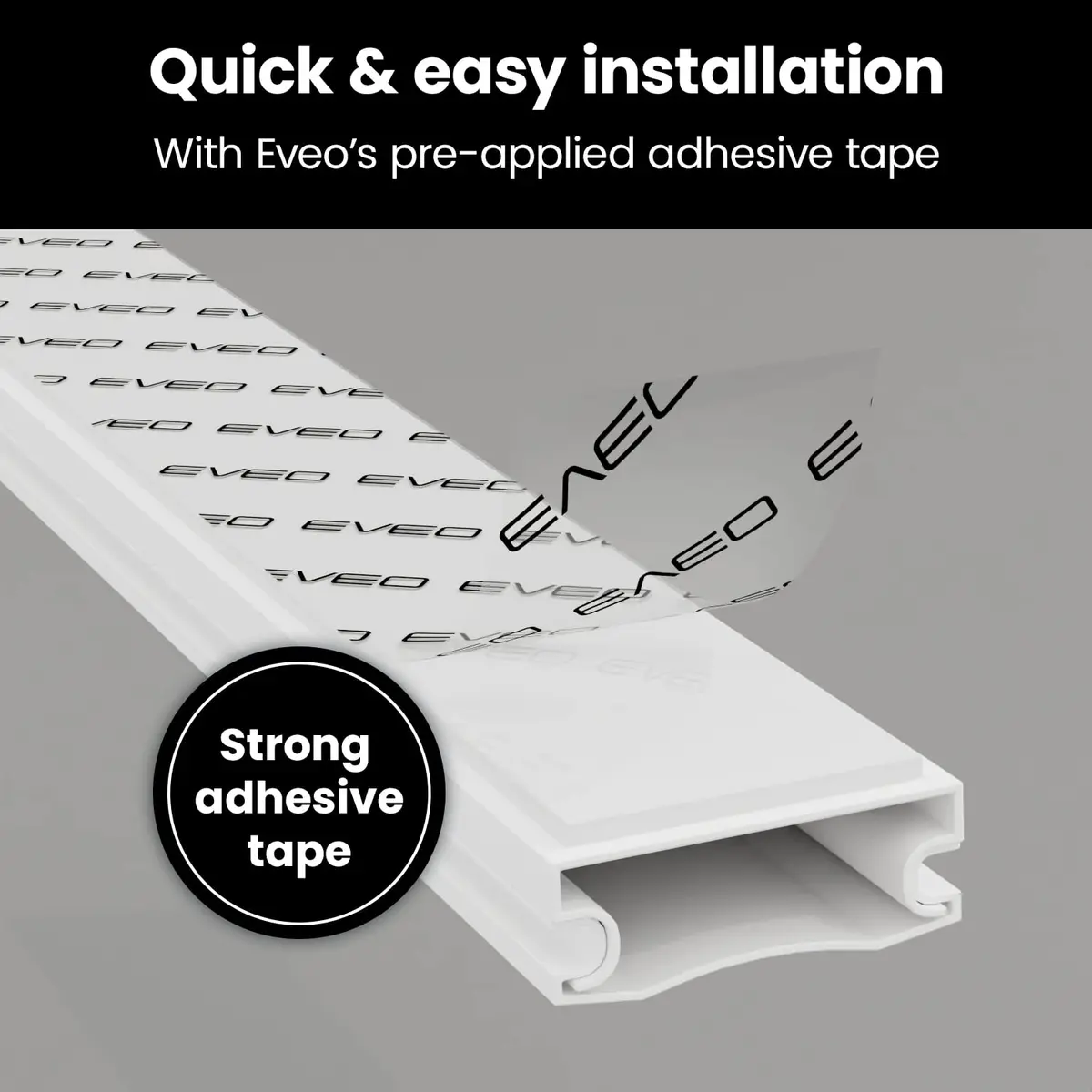 EVEO Black Cord Management Cable Hider Kit 381cm (150in) | Paintable Wire Concealer for Walls - view 2