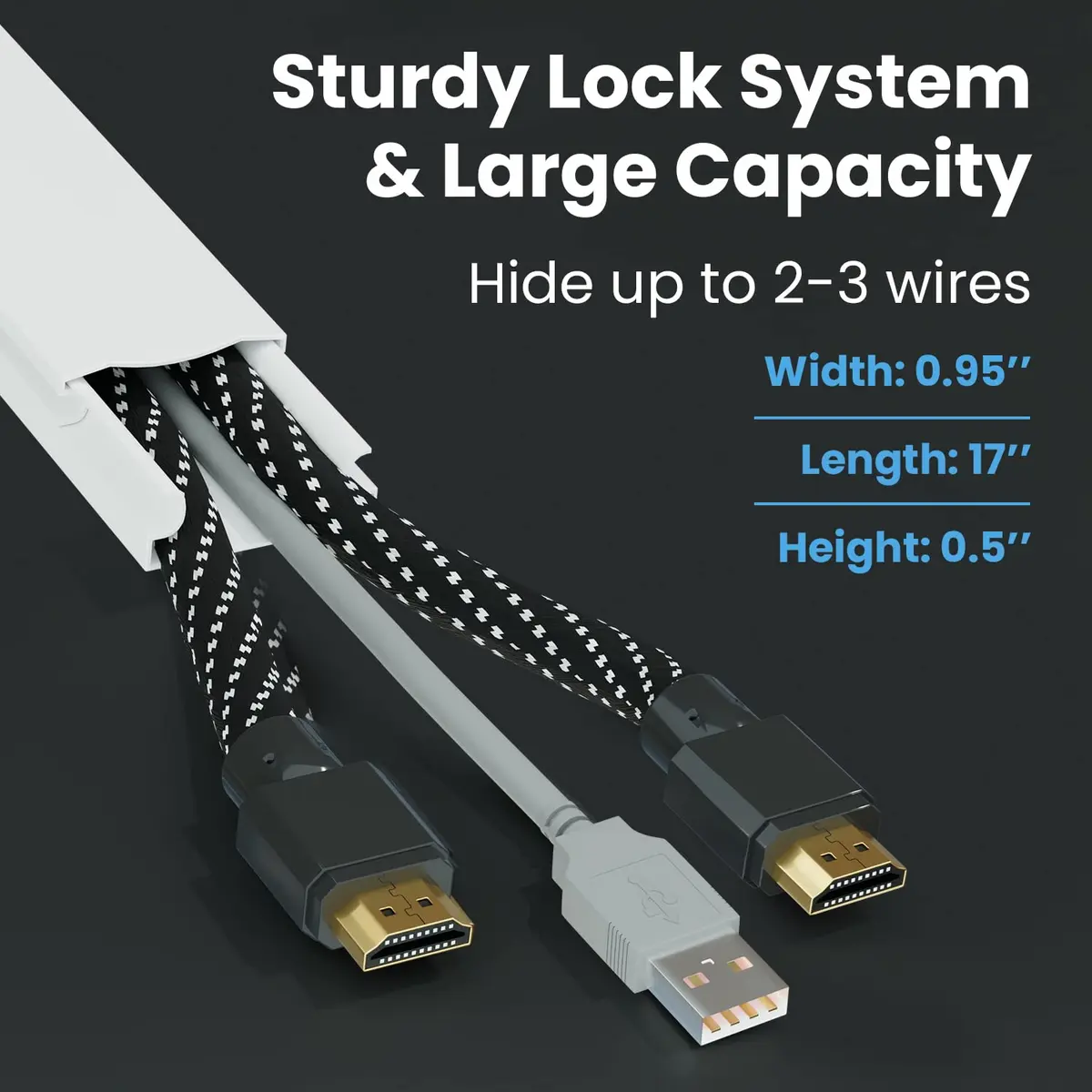 EVEO Black Cord Management Cable Hider Kit 381cm (150in) | Paintable Wire Concealer for Walls - view 3