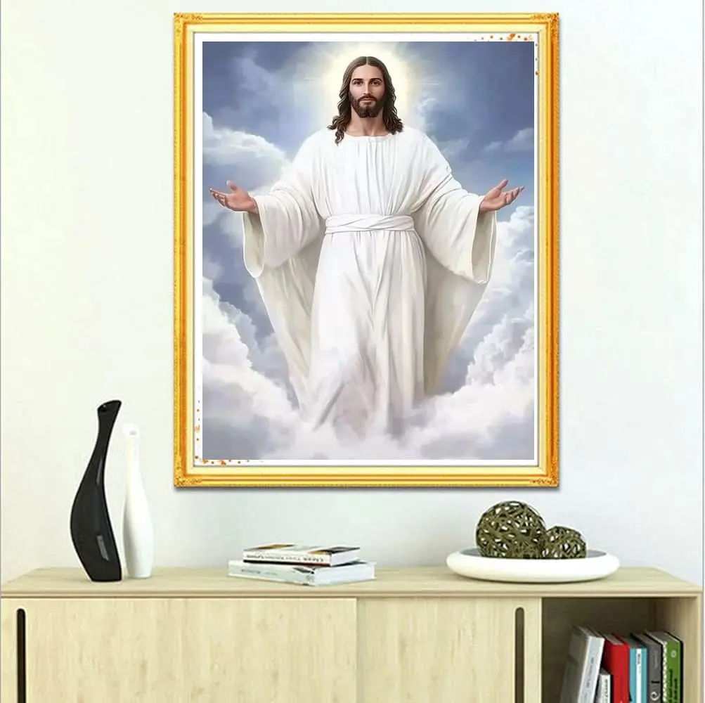 pigpigboss God Jesus Diamond Painting Art Kit, 12x16 inches | 5D Round Resin Diamonds for Religious Decor - view 3
