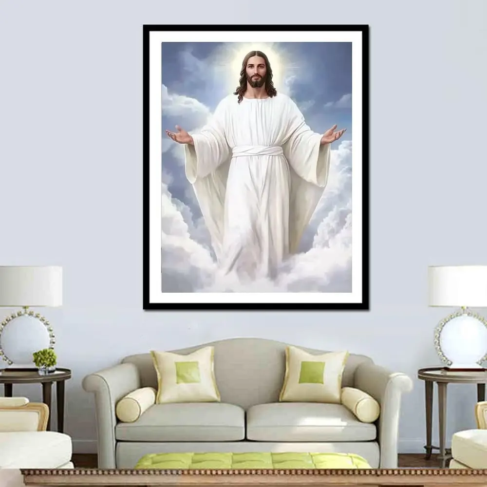 pigpigboss God Jesus Diamond Painting Art Kit, 12x16 inches | 5D Round Resin Diamonds for Religious Decor - view 4