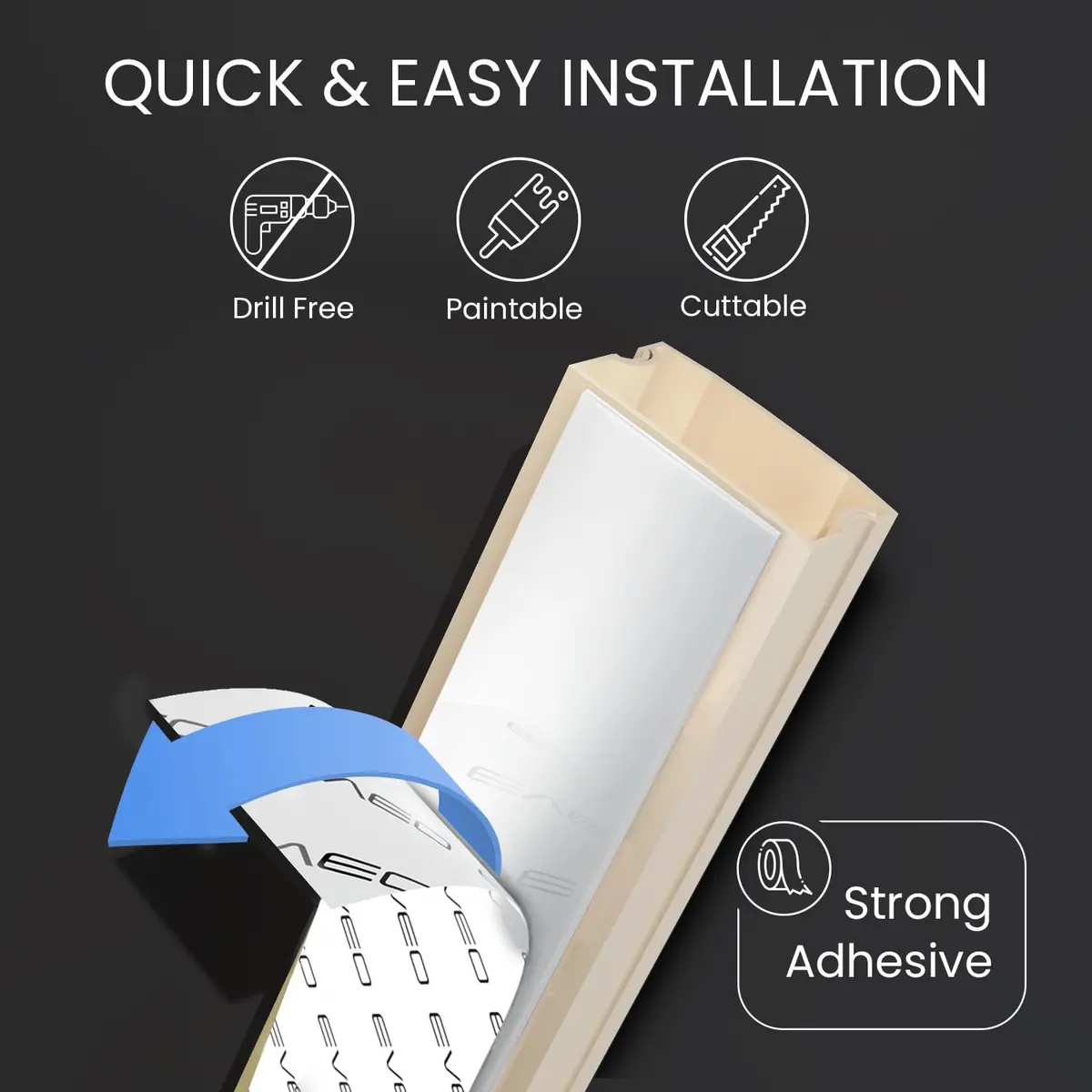 EVEO Cord Covers for Wires on Wall - 153in Cable Management Cable Hider Kit | Beige - view 2